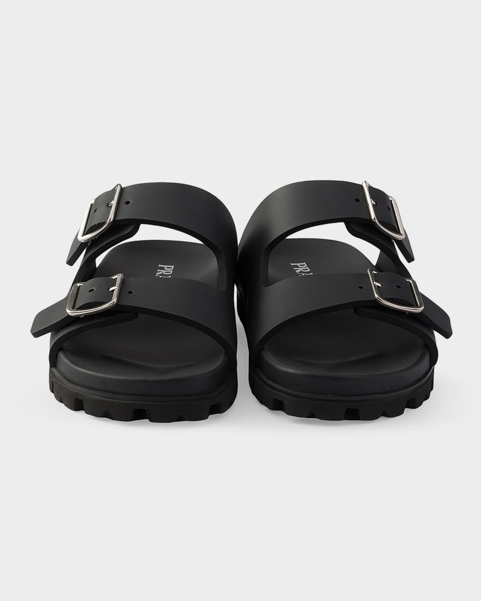 pradaベルトサンダル Prada Rubber Strap Slide Sandals | Neiman Marcus