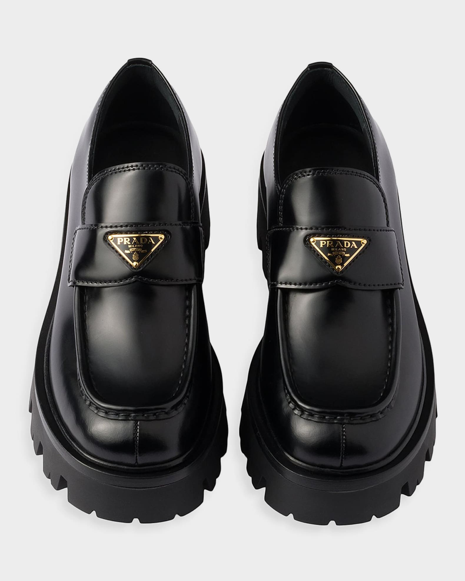 Prada Brushed Leather Loafers | Neiman Marcus