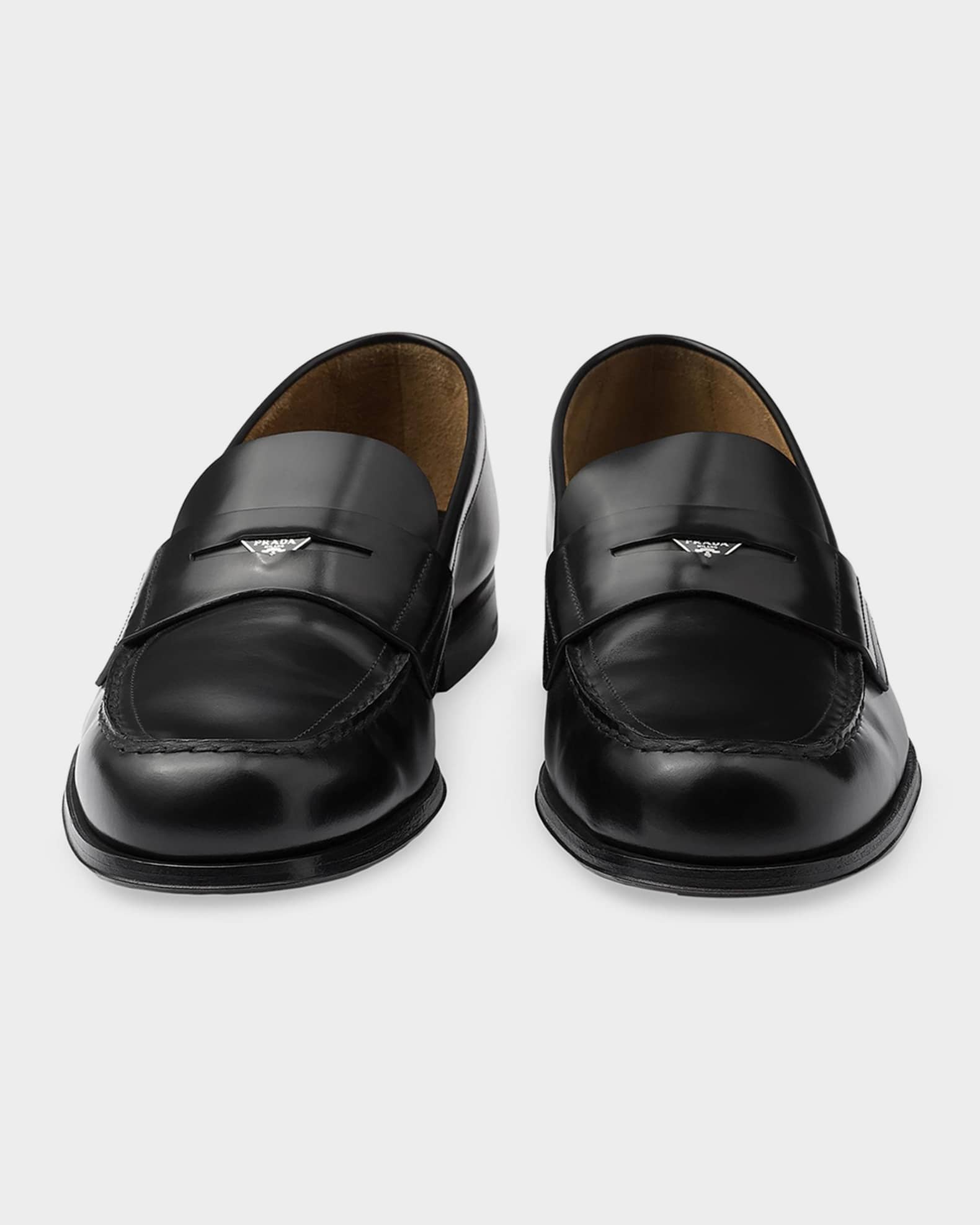 Prada men’s coin loafer shoes Prada Men's Brushed Leather Loafers | Neiman Marcus