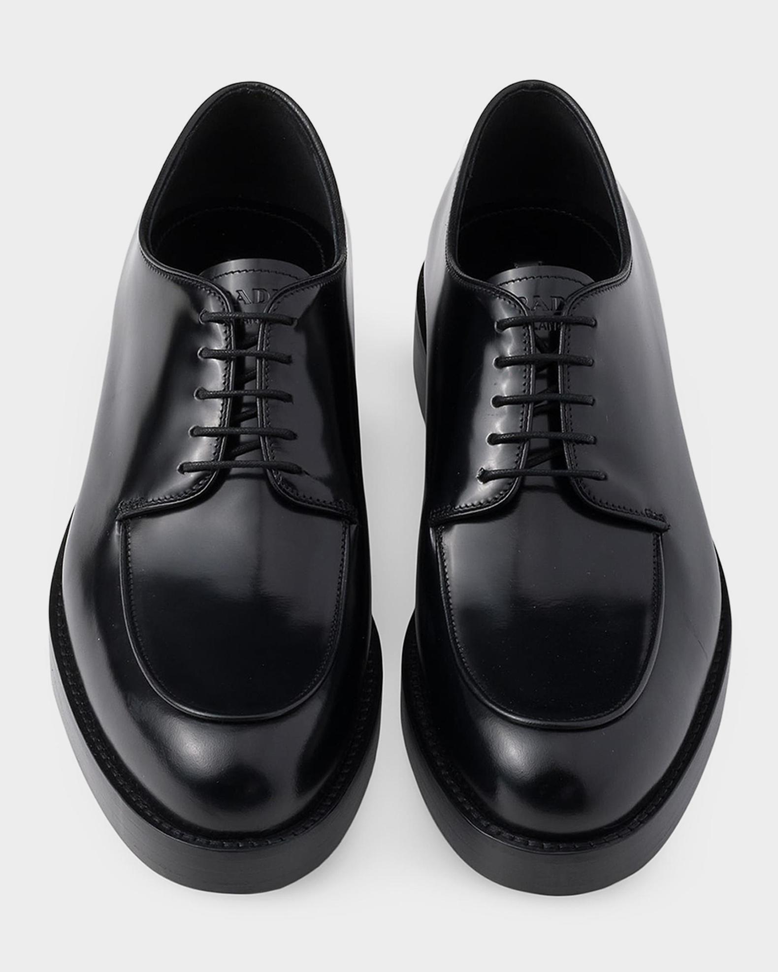 Prada Men's Brushed Leather Derby Shoes | Neiman Marcus