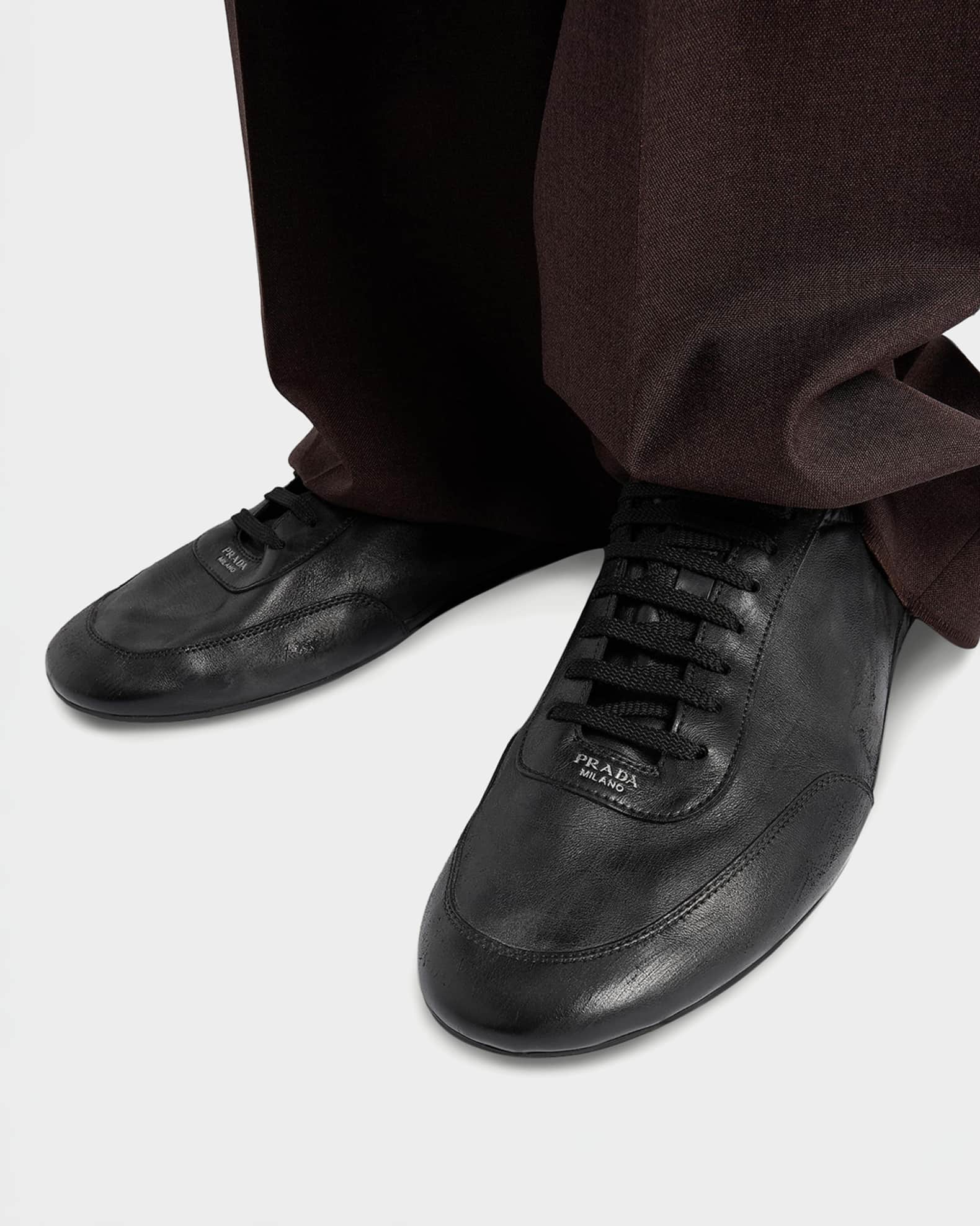 Prada Men's Collapse Leather Low-Top Sneakers | Neiman Marcus