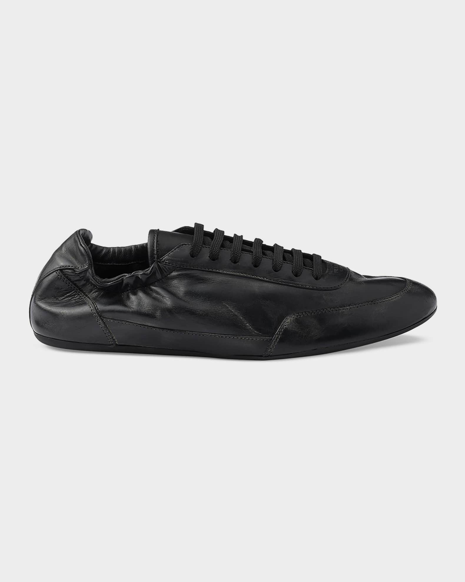 Prada Men's Collapse Leather Low-Top Sneakers | Neiman Marcus