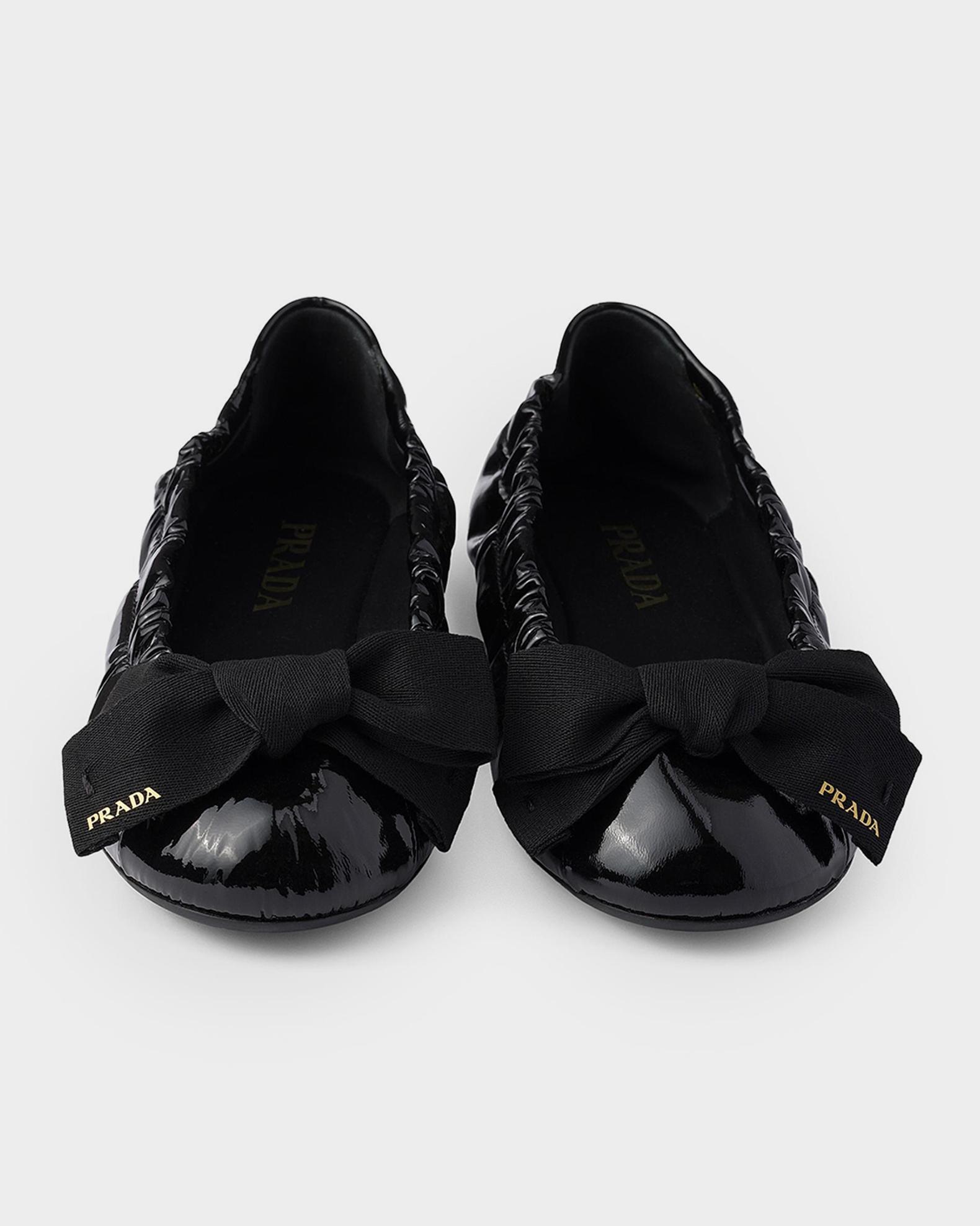 Prada Patent Leather Ballerina Flats with Bow | Neiman Marcus