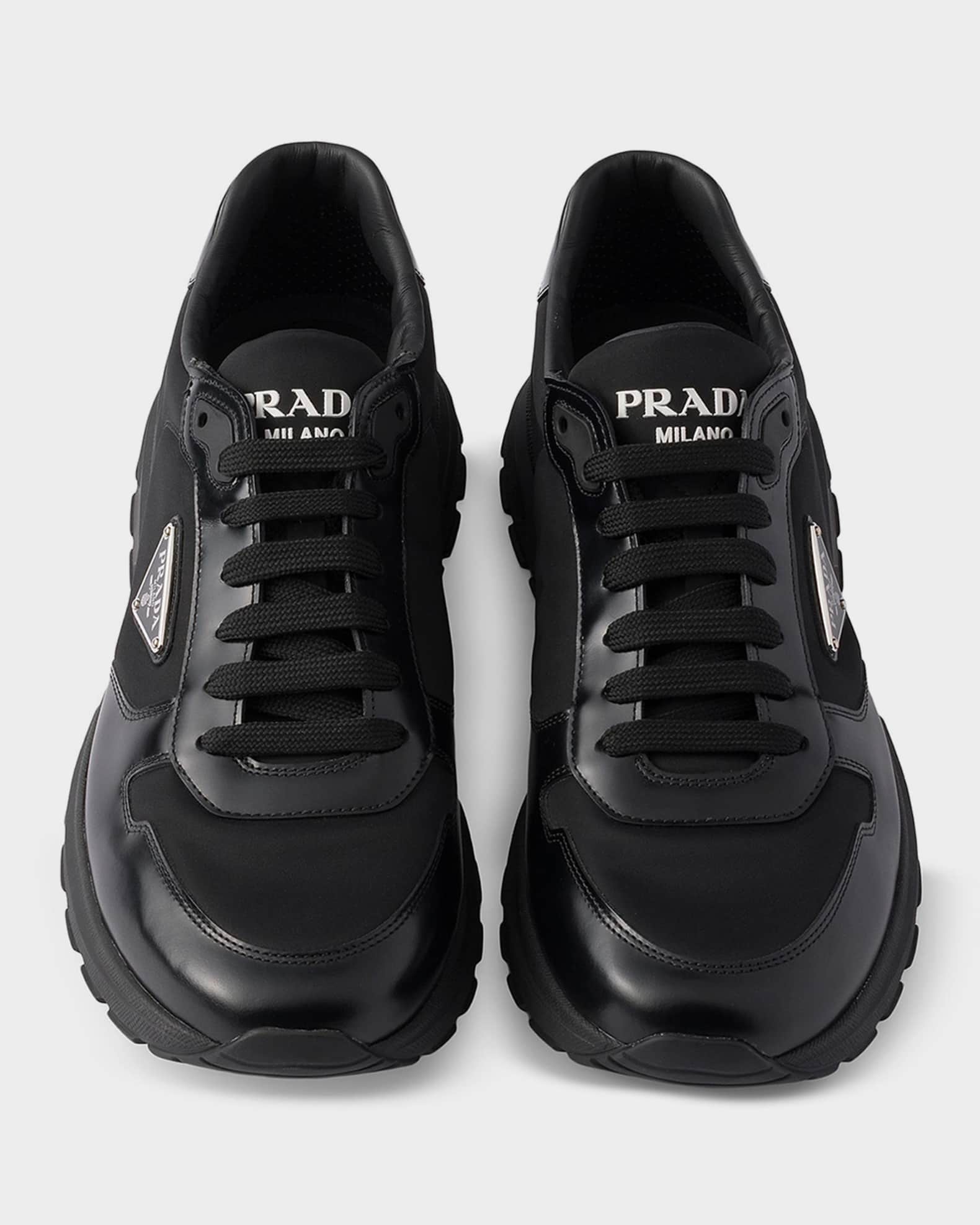 Prada Men's Prax 2.0 Re-Nylon & Leather Low-Top Sneakers | Neiman