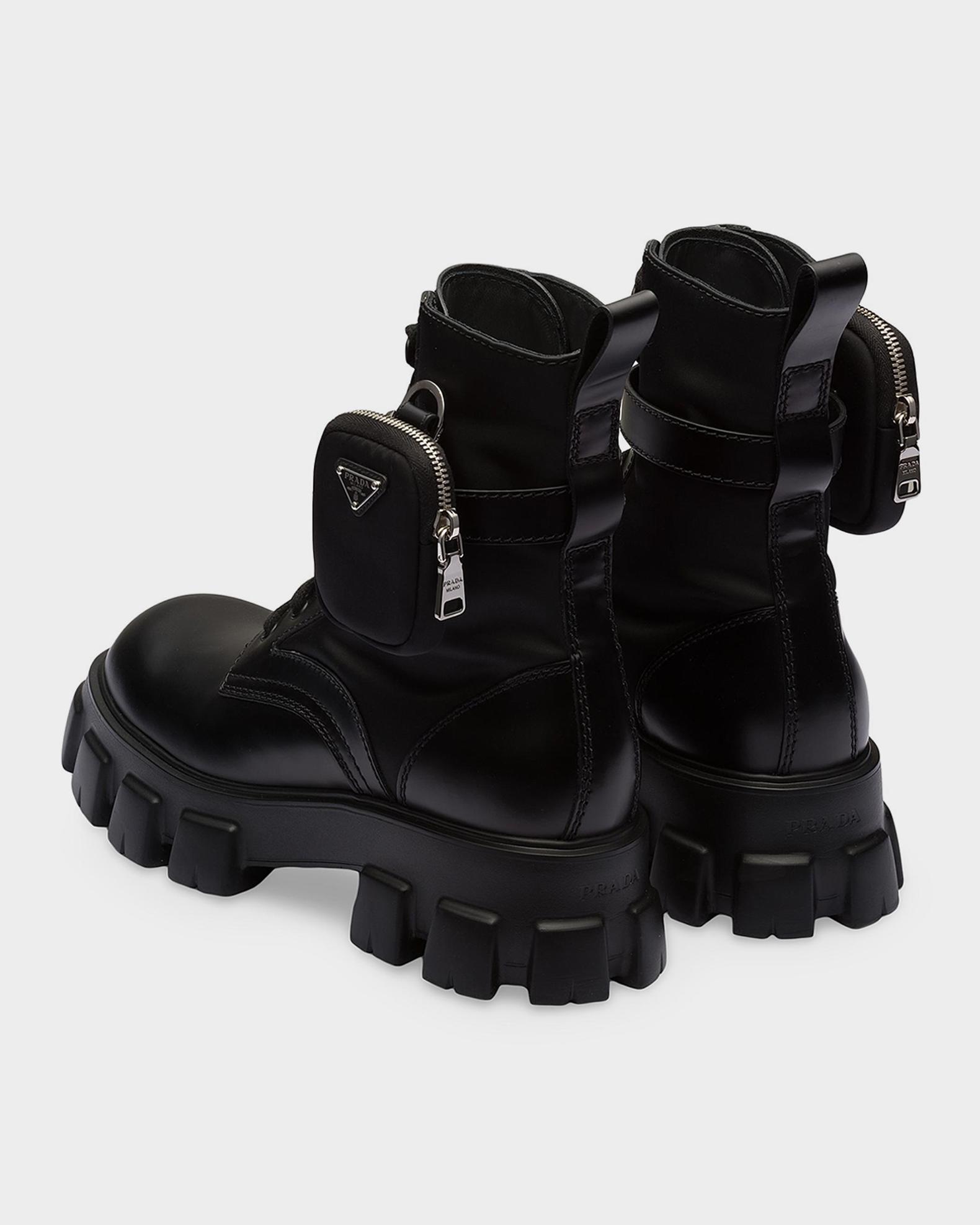 Prada Brush Leather and Renylon Boots Prada Brushed Leather And Re-Nylon Boots - Black | Editorialist main image 2