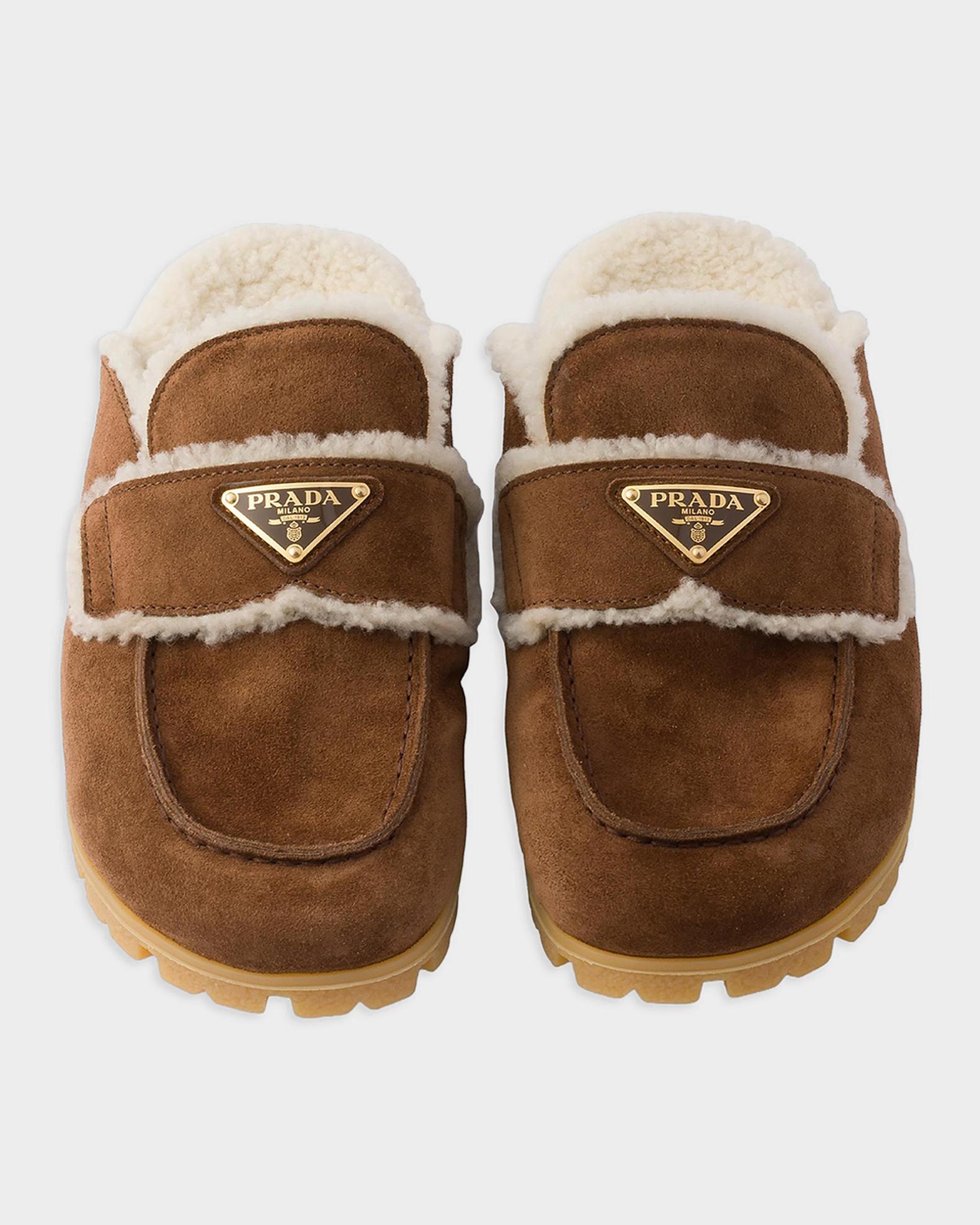Prada Suede & Shearling Mules | Neiman Marcus