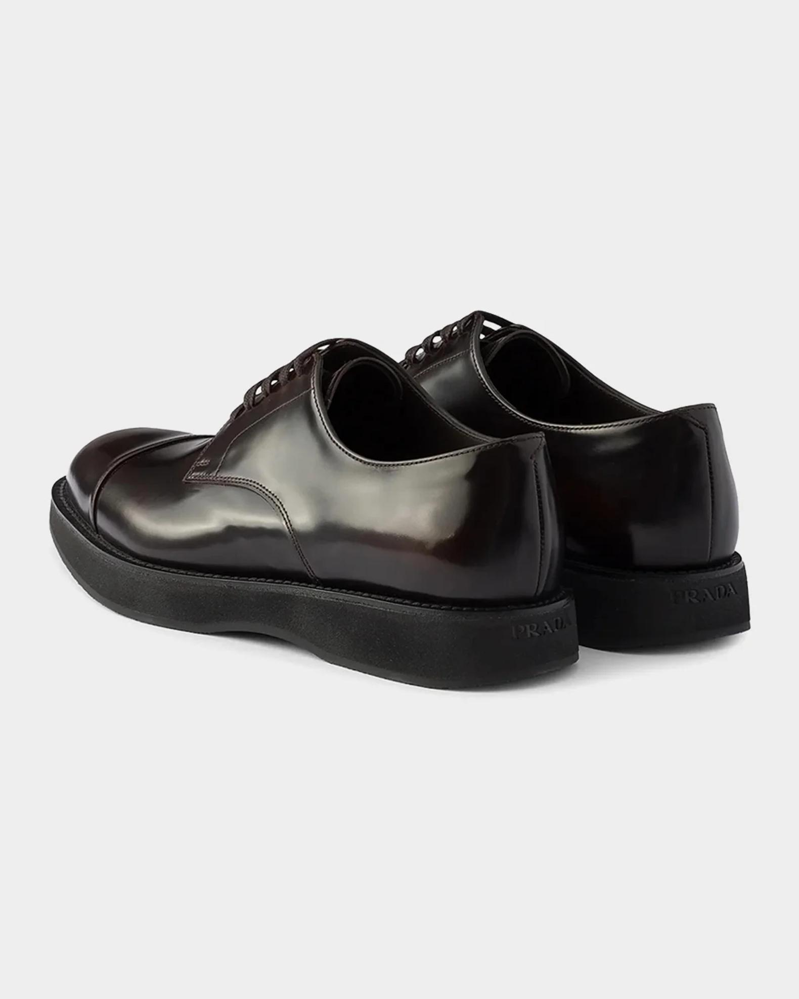 Prada Men's Brushed Leather Lace-Up Shoes | Neiman Marcus