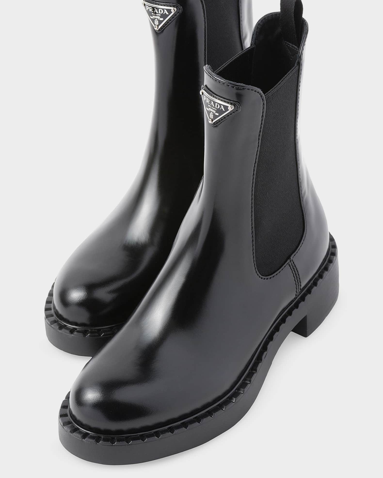 Prada Brushed Leather Ankle Boots | Neiman Marcus