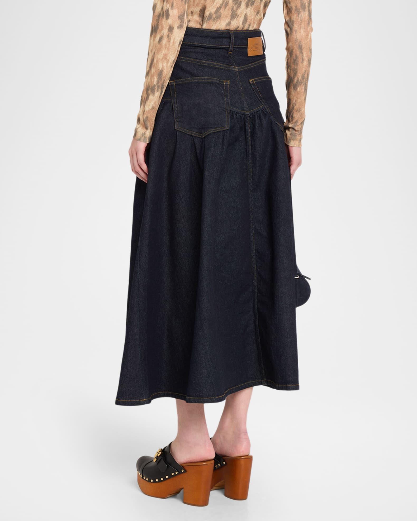 Ganni Stretch Denim Midi Skirt | Neiman Marcus