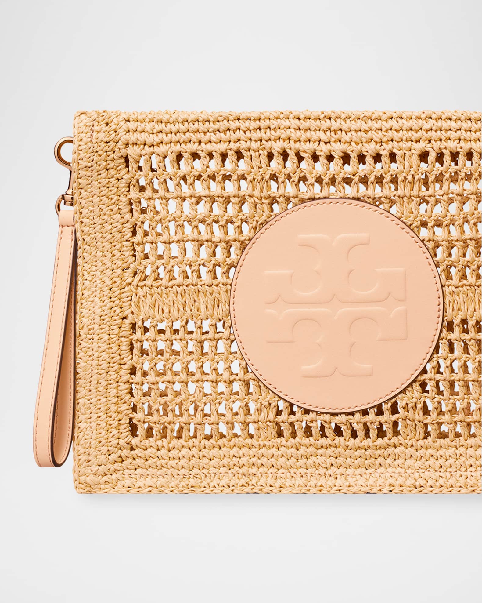 TORY BURCH クラッチバック　かごバッグ　ラタン　レザー　正規品 Tory Burch Ella Hand-Crocheted Paper Raffia Pouch Bag | Neiman Marcus
