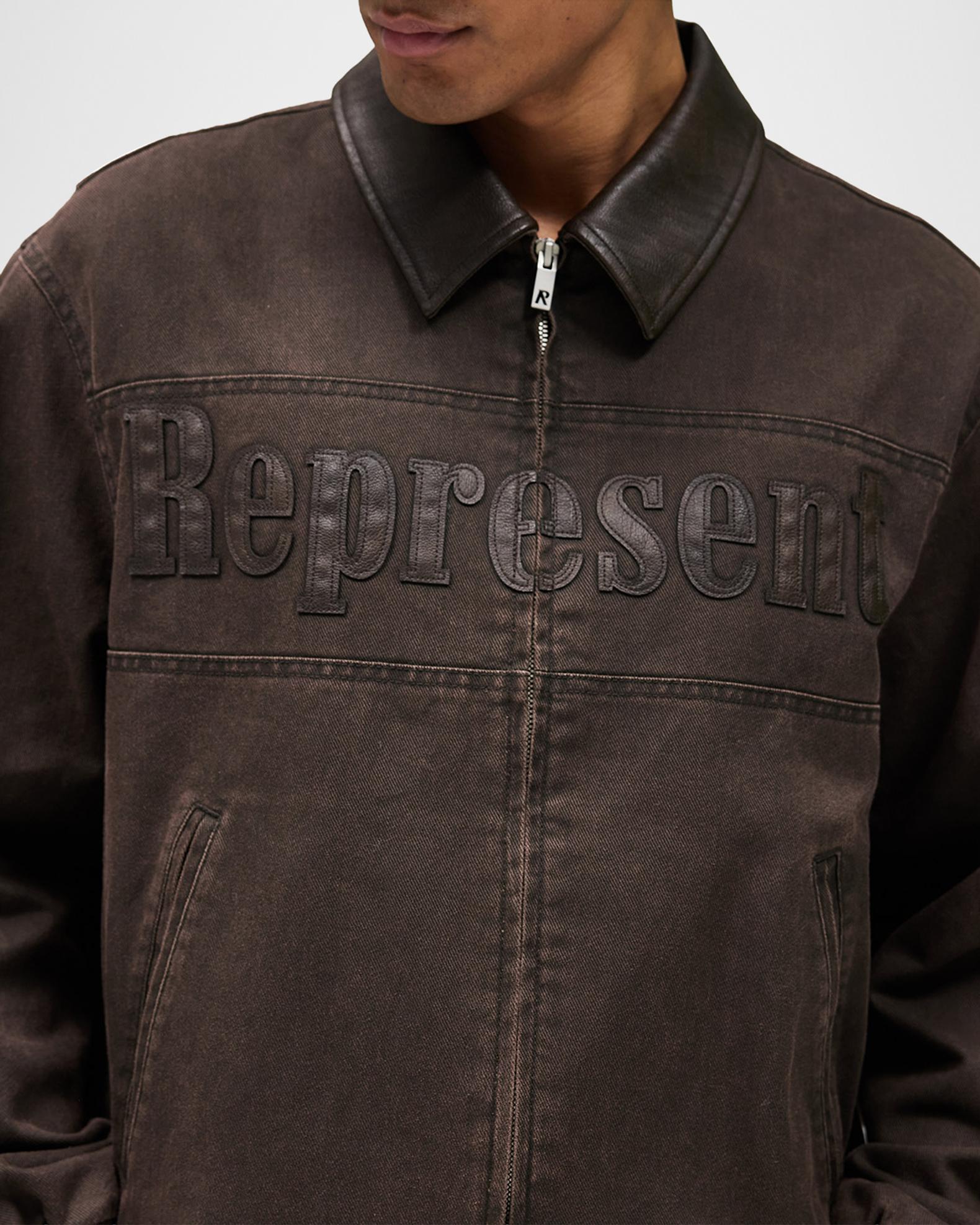 REPRESENT Men's Roscoe Canvas Bomber Jacket with Faux Leather Trim ...