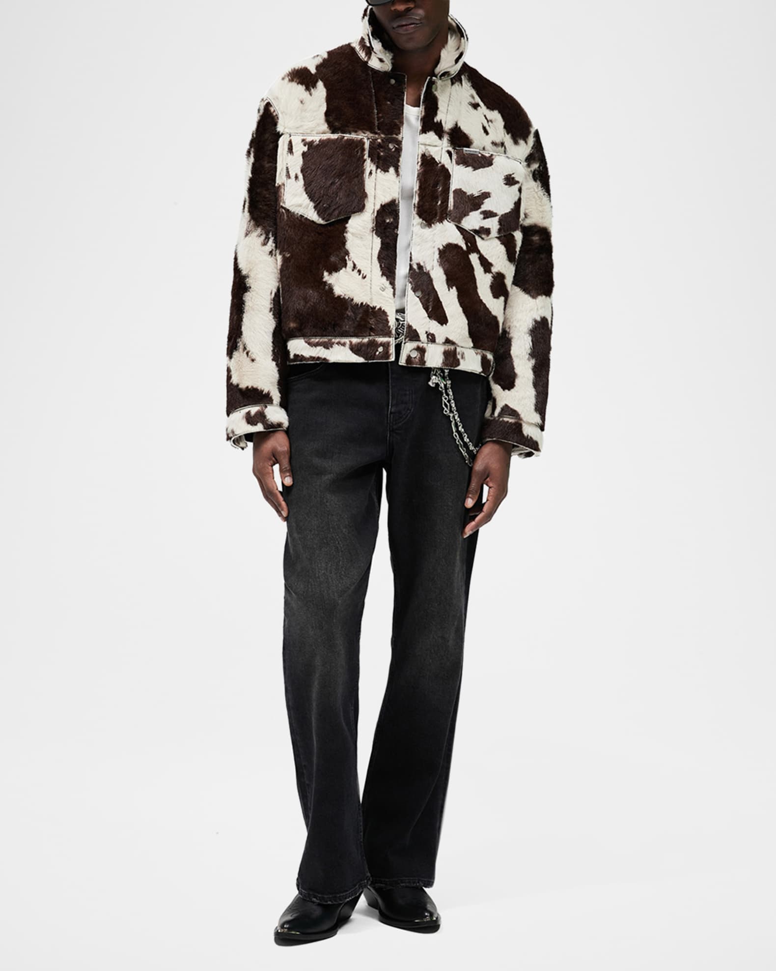 REPRESENT Men's Cowhide Leather Trucker Jacket | Neiman Marcus