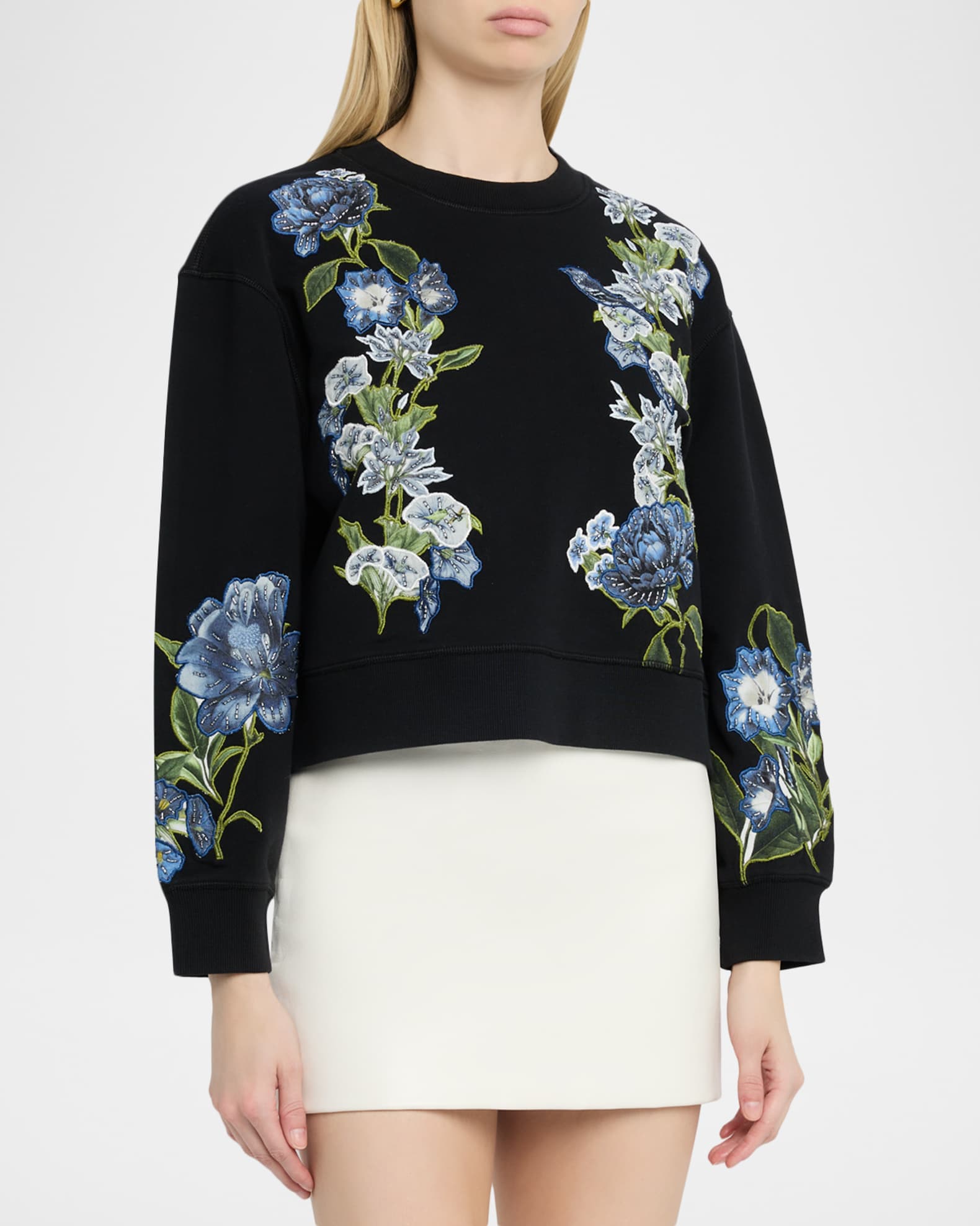 ALICE + OLIVIA Russell Embellished Crewneck Sweatshirt | Neiman Marcus