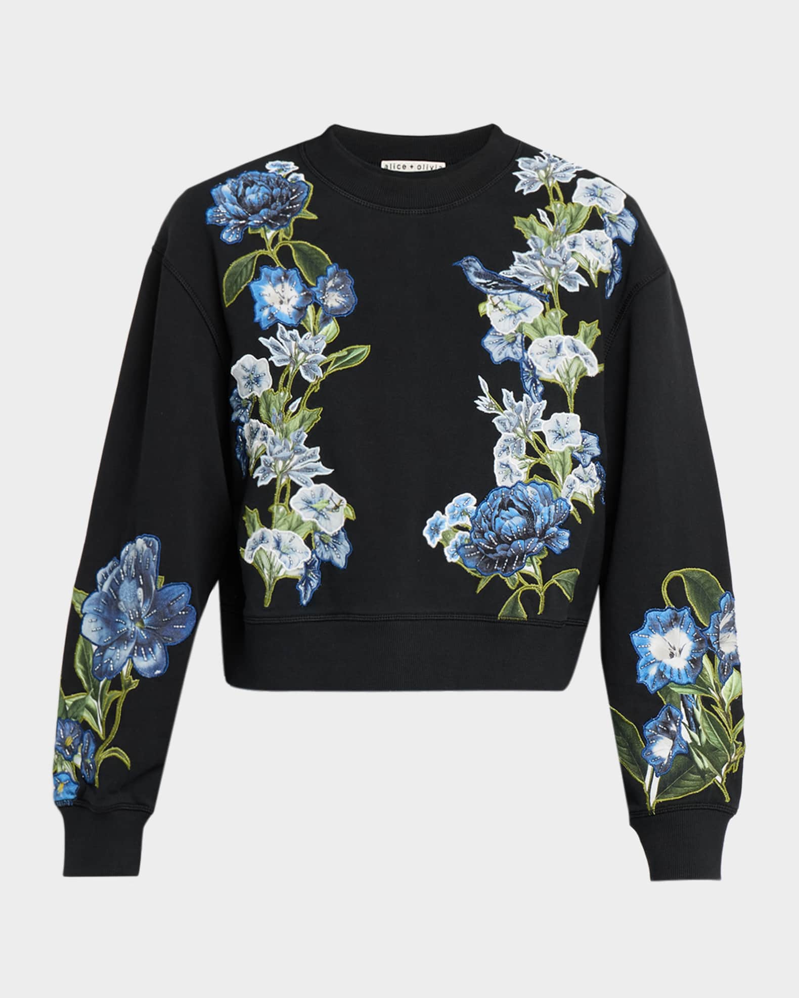 ALICE + OLIVIA Russell Embellished Crewneck Sweatshirt | Neiman Marcus
