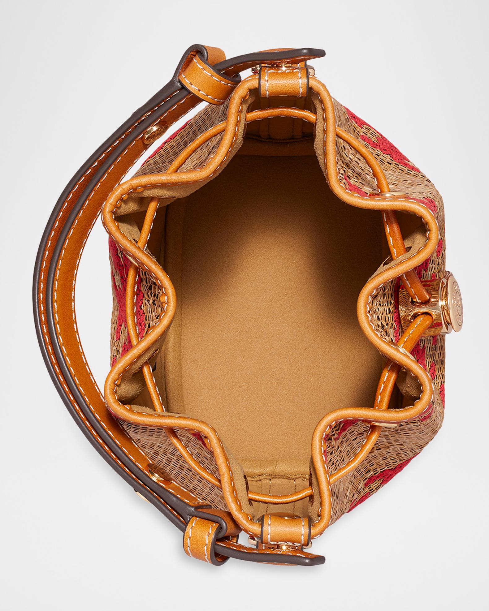 Tory Burch Mini T Monogram Jacquard Woven Bucket Bag | Neiman Marcus