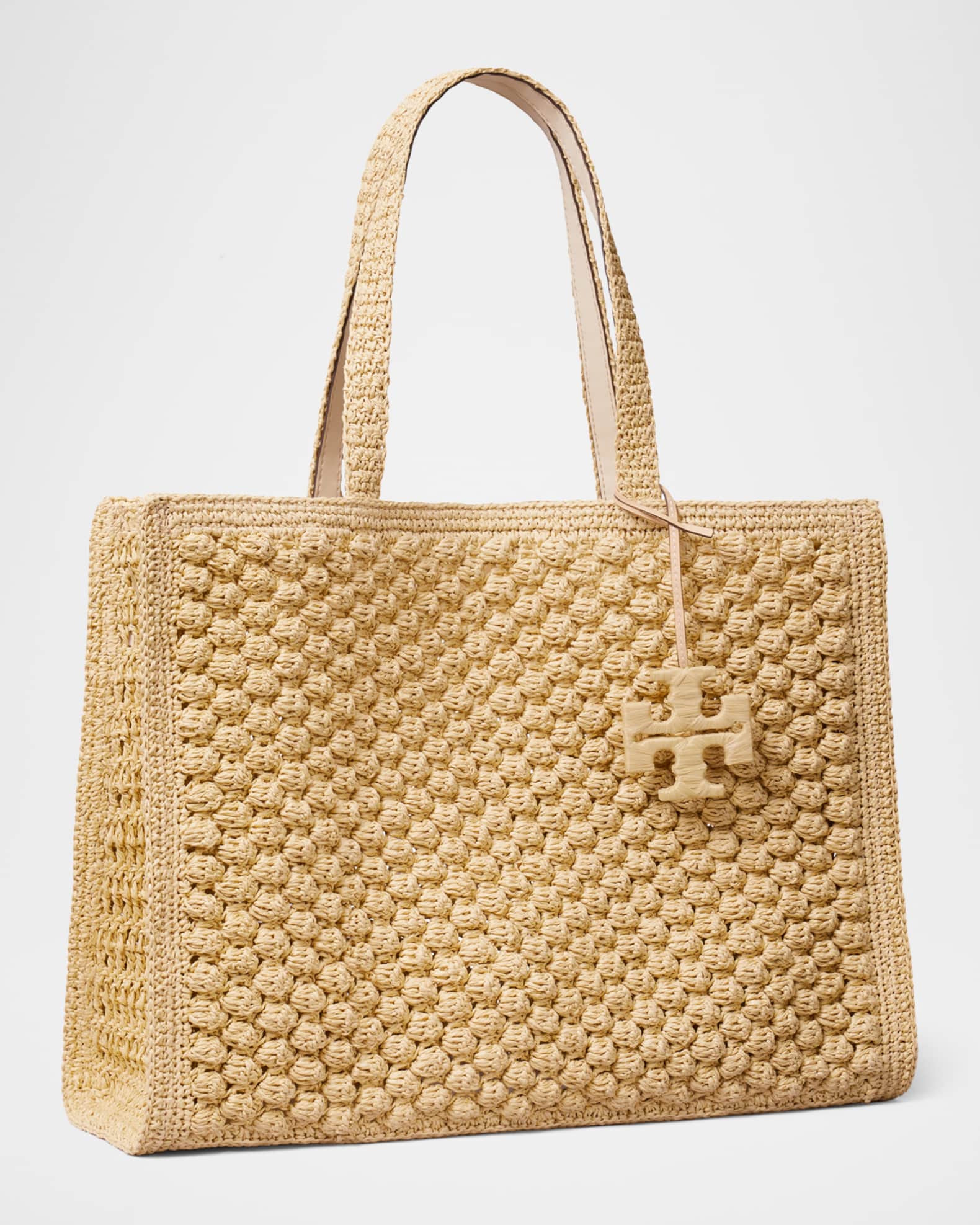 Tory Burch Ella Large Hand-Crocheted Paper Raffia Tote Bag