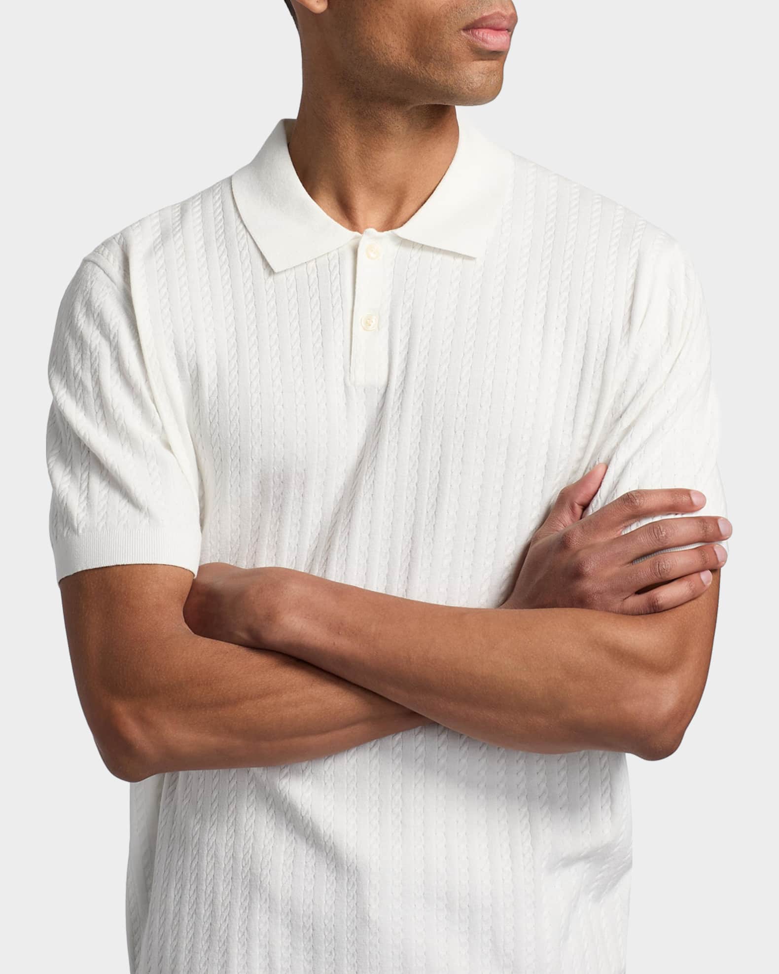 Theory Men's Striple Cable Knit Polo Shirt | Neiman Marcus