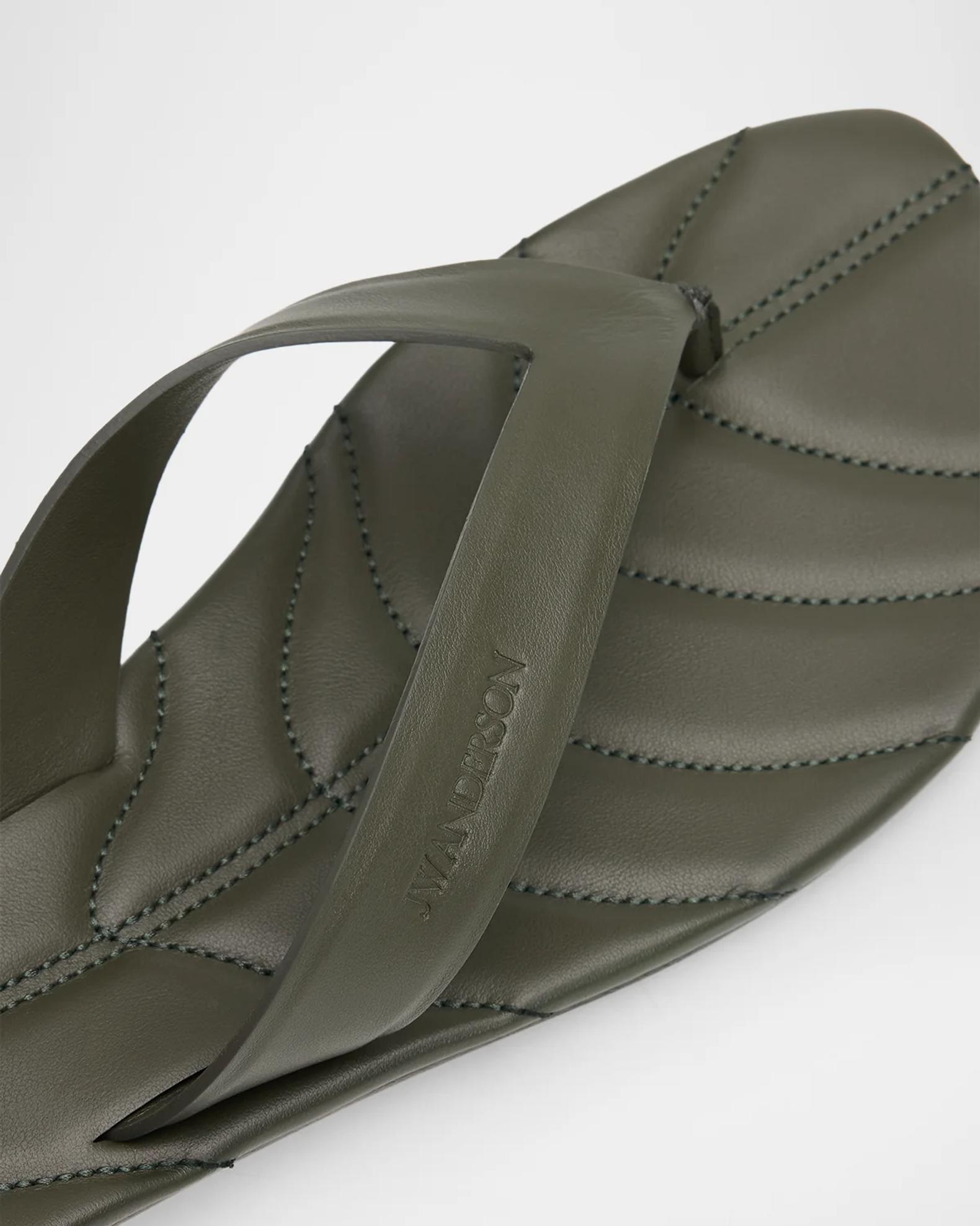 JW Anderson Leaf Leather Flat Thong Sandals | Neiman Marcus