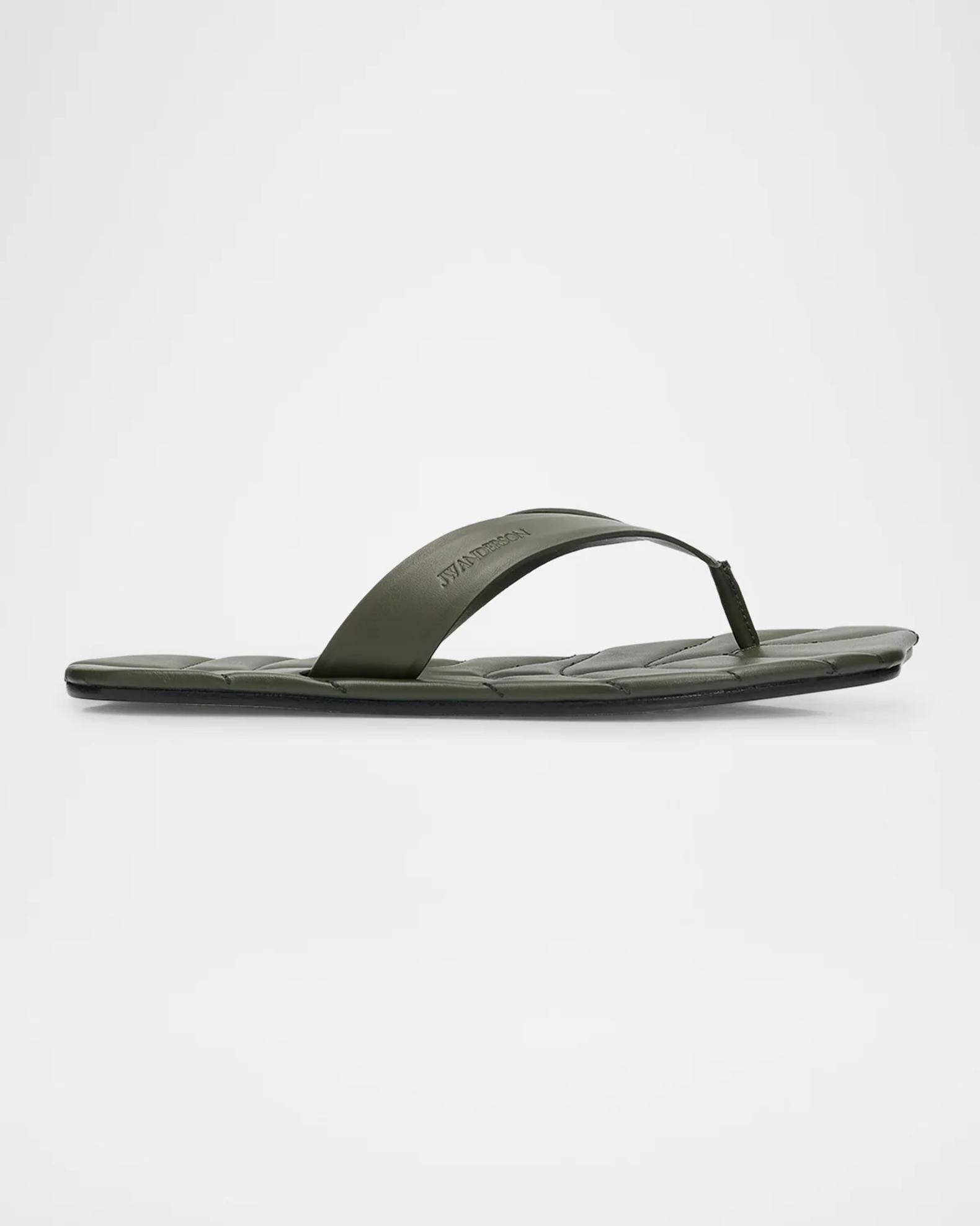 JW Anderson Leaf Leather Flat Thong Sandals | Neiman Marcus