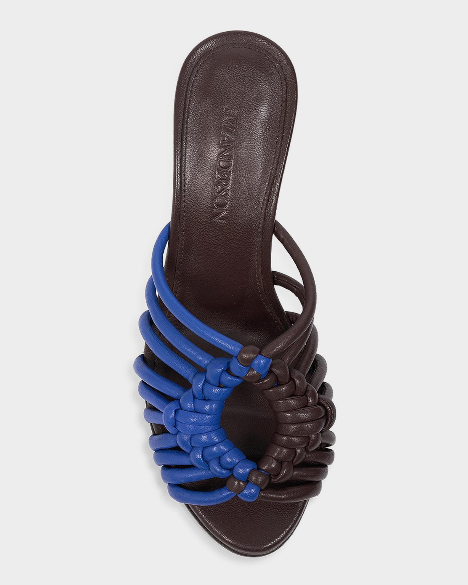 JW Anderson 70mm Plot Bicolor Woven Leather Sandals | Neiman Marcus