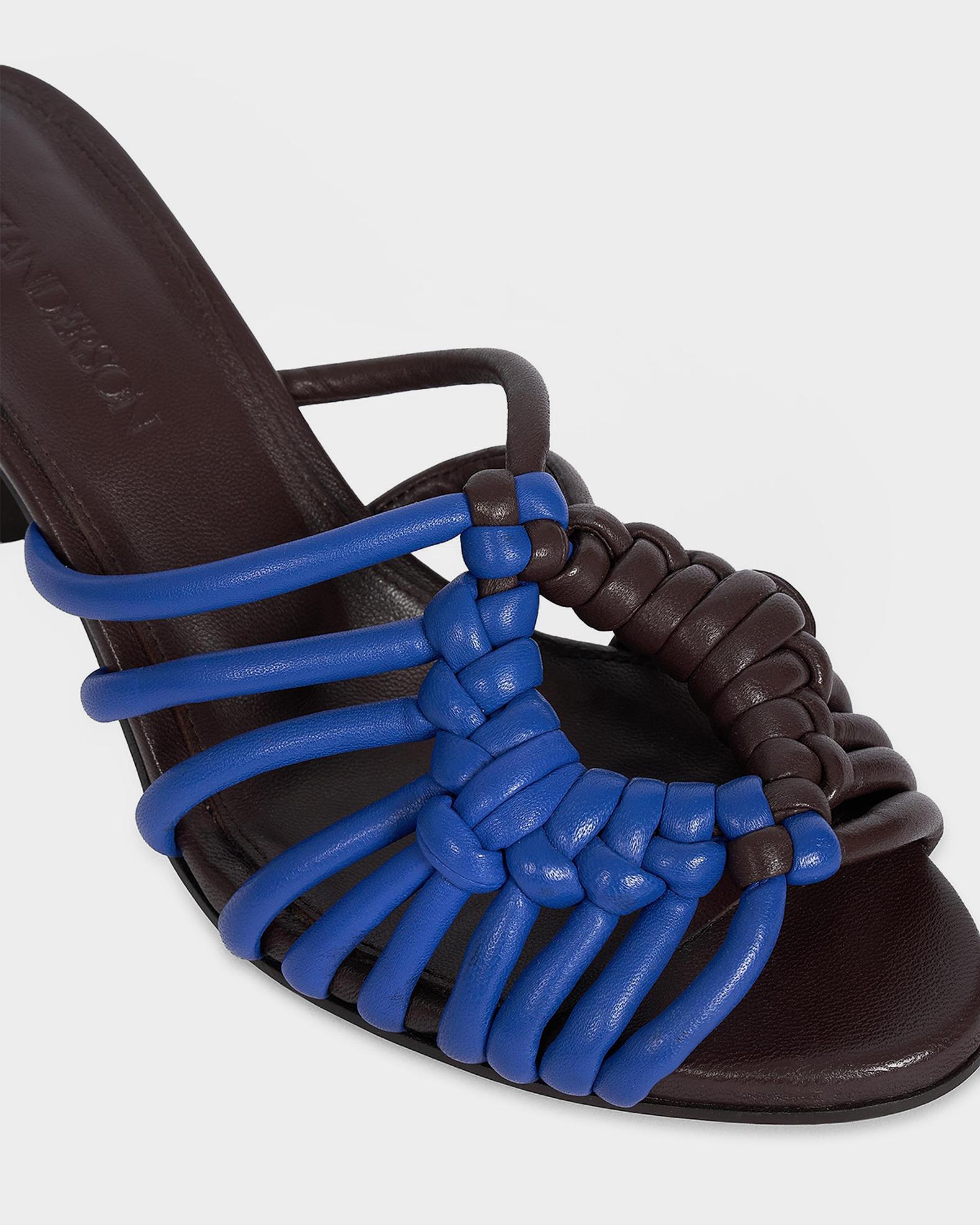 JW Anderson 70mm Plot Bicolor Woven Leather Sandals | Neiman Marcus