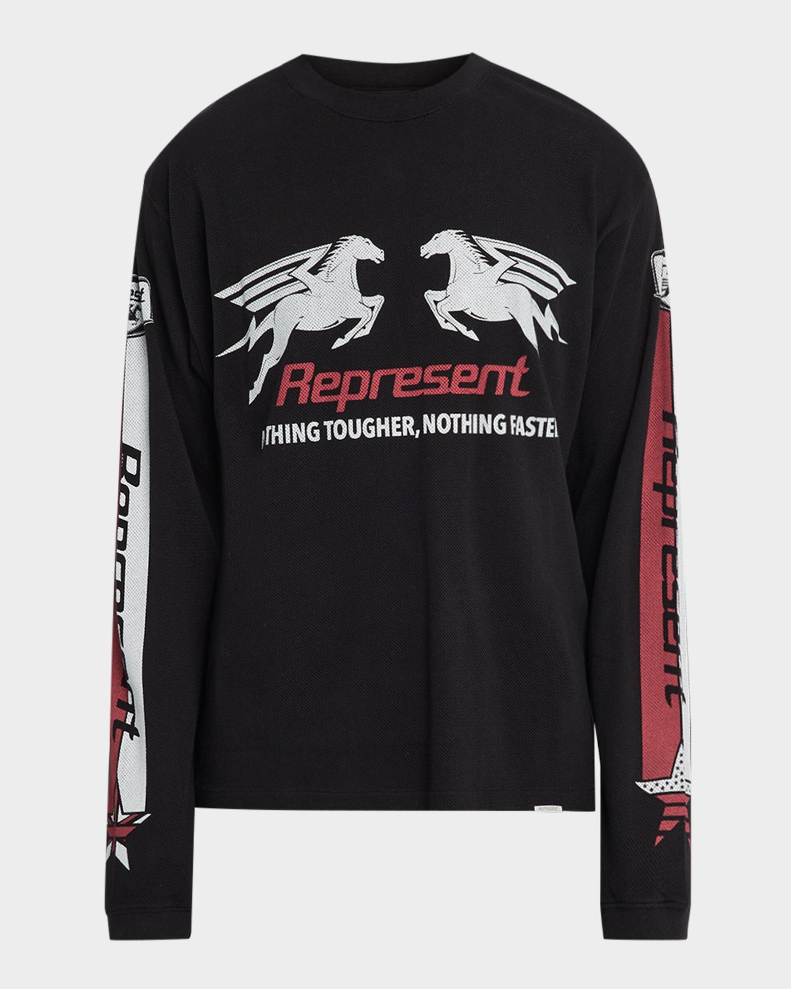 REPRESENT Men's Mesh Pegasus Cotton Long-Sleeve T-Shirt | Neiman
