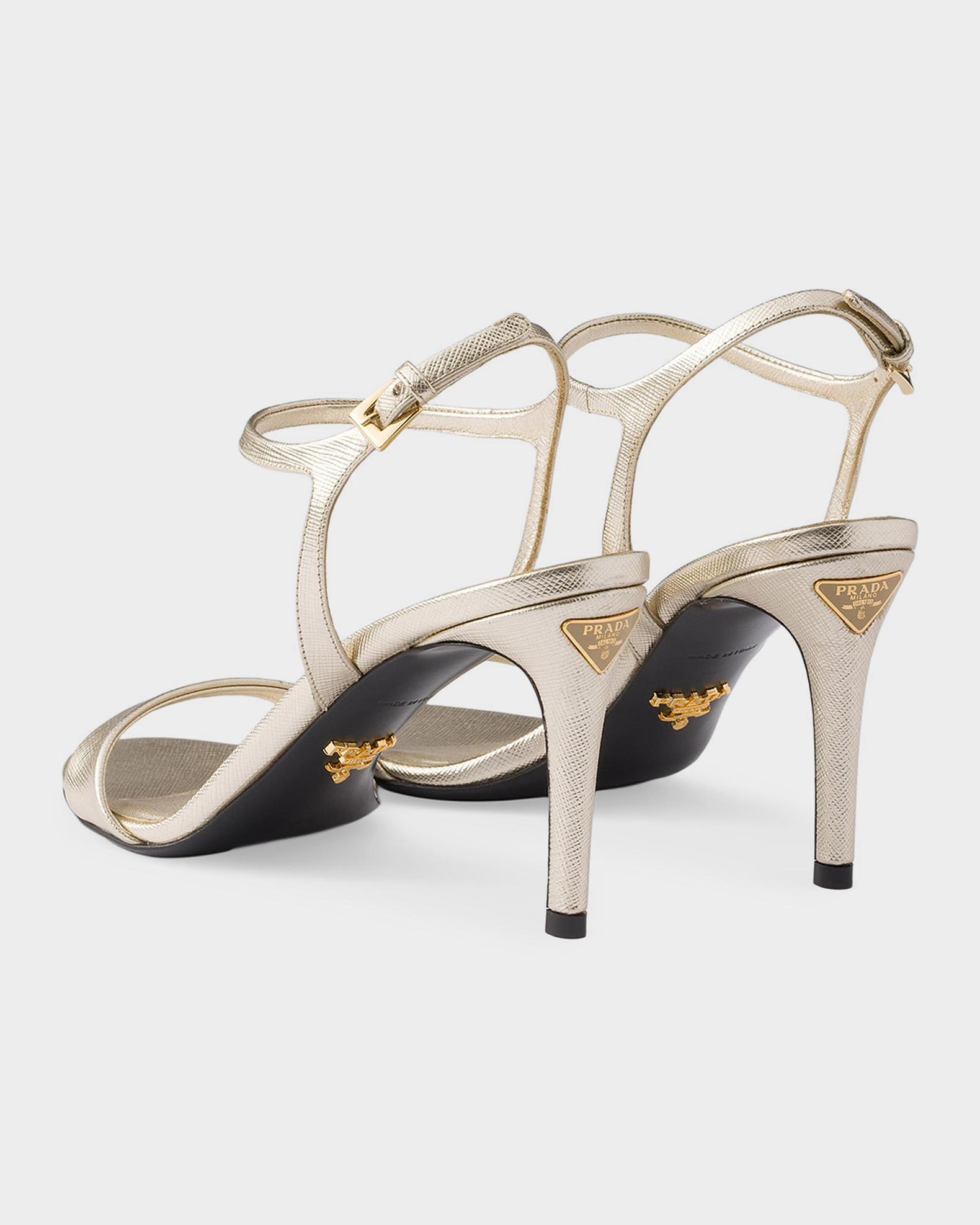 Prada Saffiano Leather Stiletto Sandals | Neiman Marcus