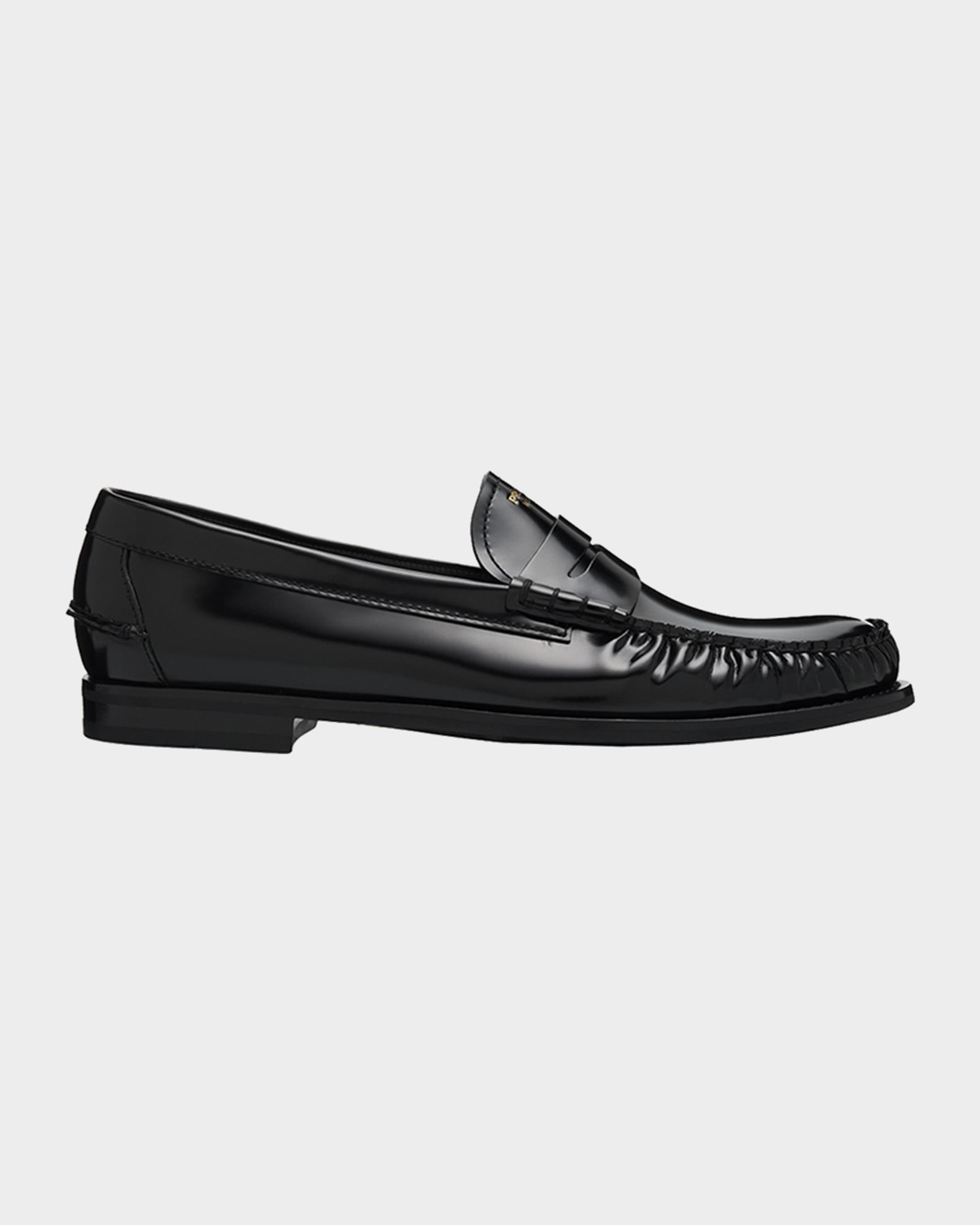 Prada Men's Leather Moc-Toe Penny Loafers | Neiman Marcus
