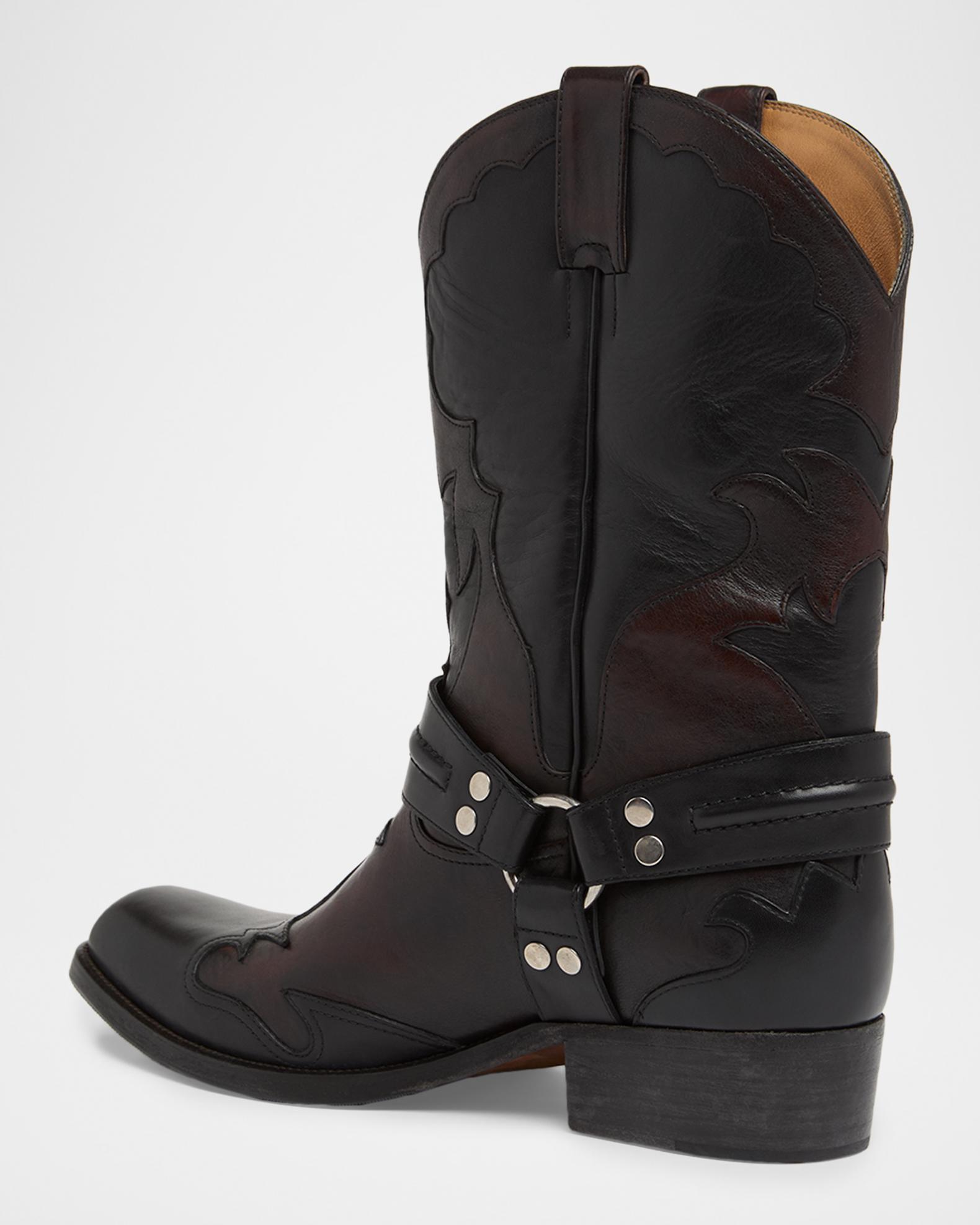 Versace Black Calf Leather Bos Taurus Men\'s Boots Versace Men main image 4