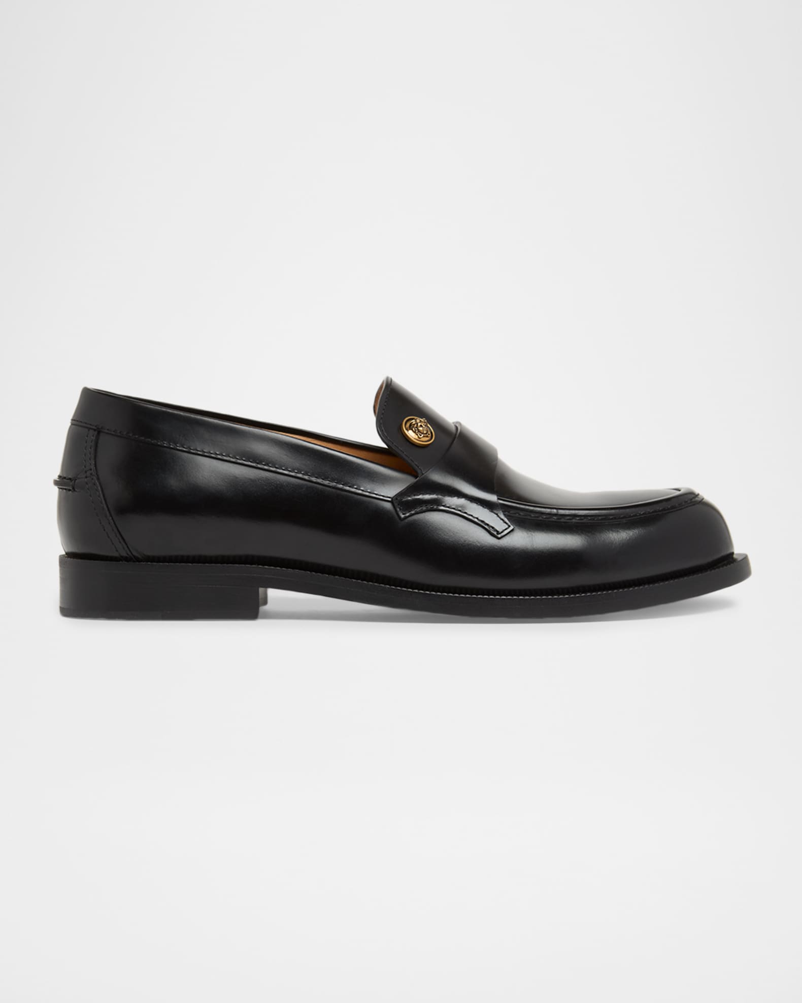 versace dress shoes mens Men's Medusa Leather Loafers - Black Gold Made in Italy VERSACE Men's Shoes - Shop