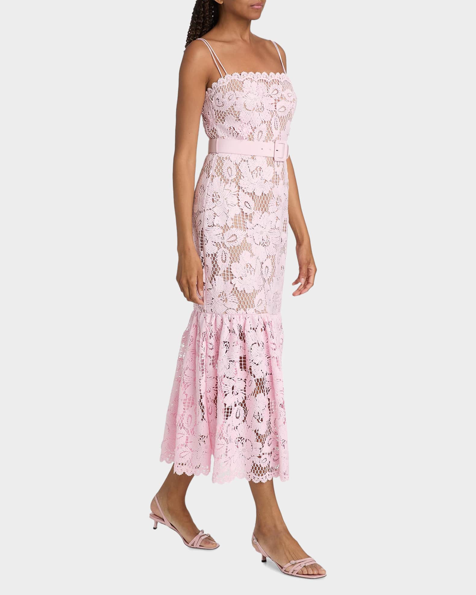knee length dresses for ladies Self-Portrait Crochet Lace Midi Dress