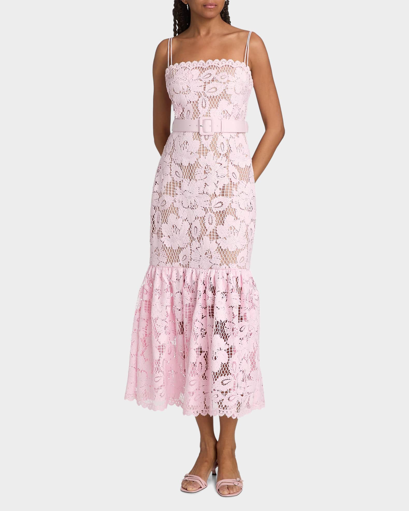 Self-Portrait Crochet Lace Midi Dress | Neiman Marcus