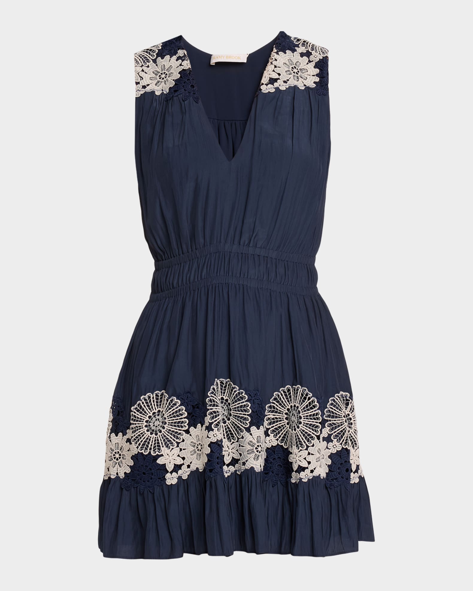 Ramy Brook Mackenzie Embroidered Mini Dress, Blue, Women's, XS, Cocktail & Party Wedding Guest Dresses Mini Dresses