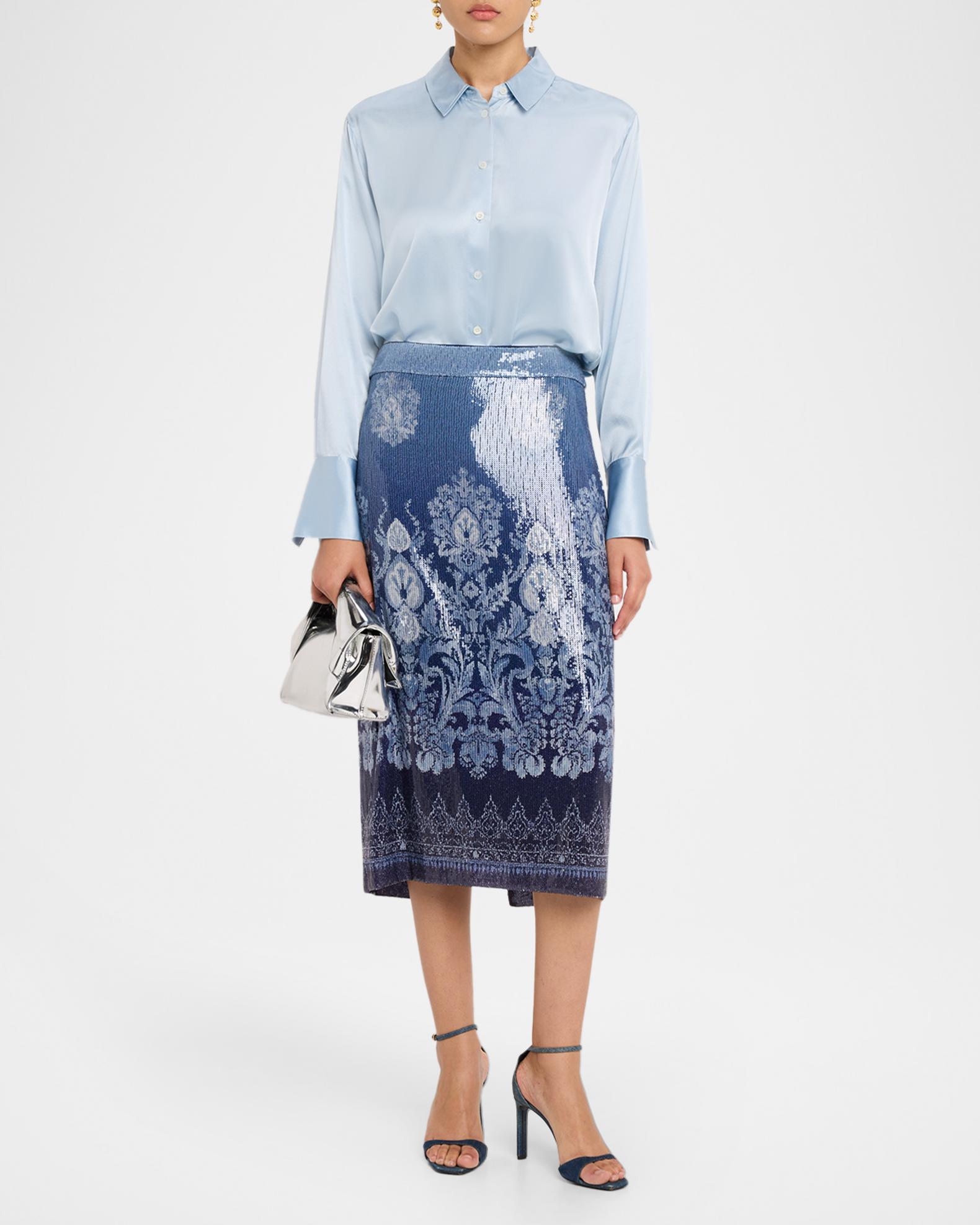 Ramy Brook Whitney Sequined Midi Skirt | Neiman Marcus