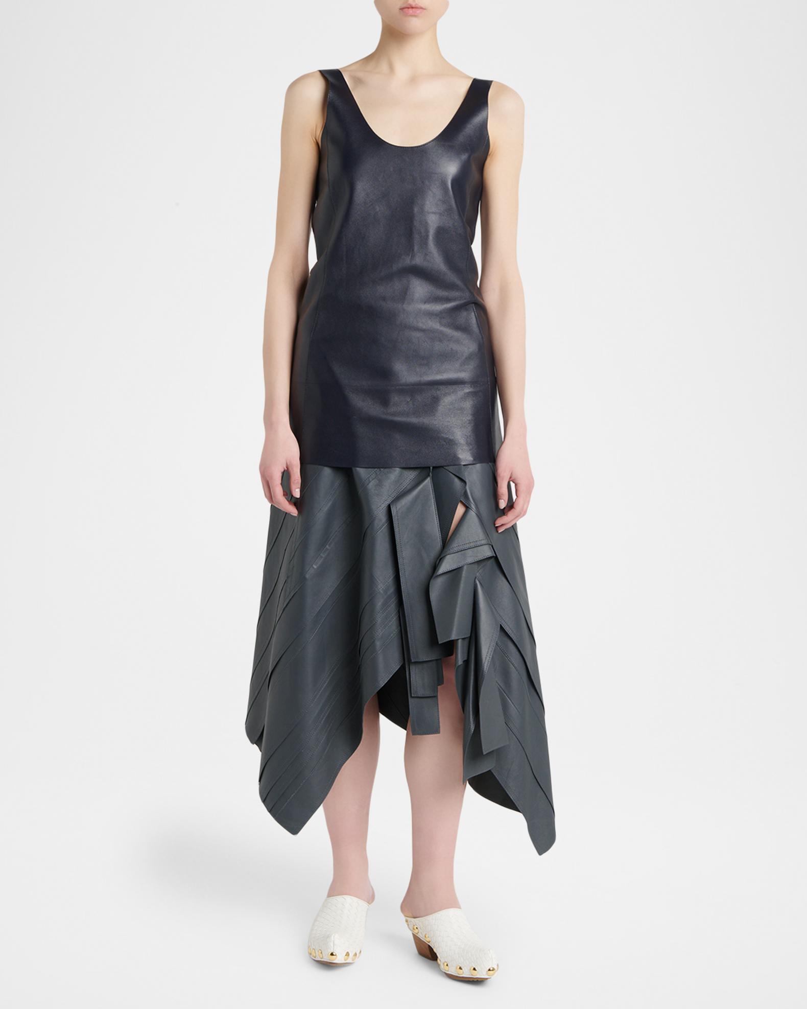 BOTTEGA VENETA EU41 LUGカーフスキンレザー本革 約26cm Bottega Veneta Asymmetric Ruffled Leather Midi Skirt | Neiman Marcus