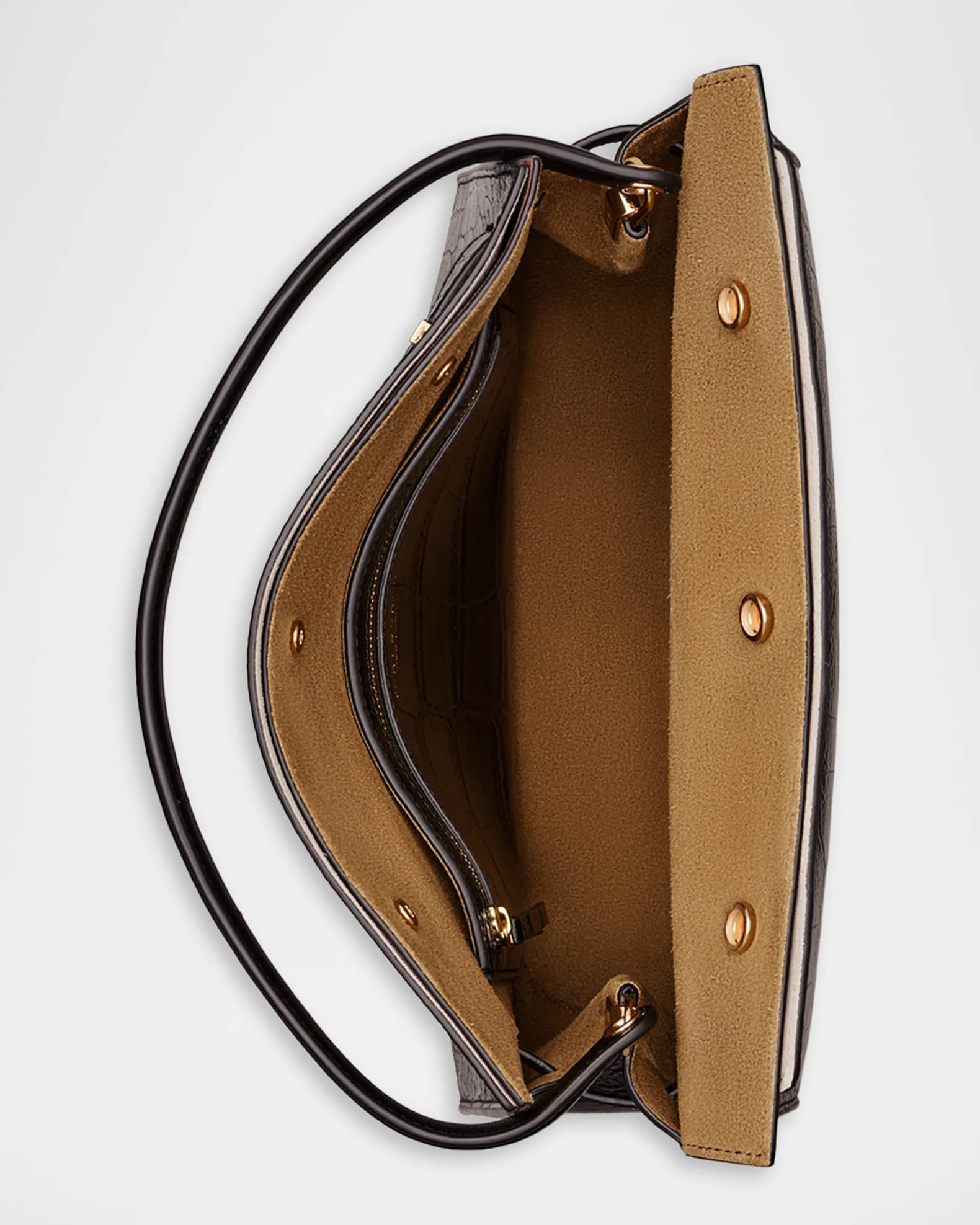 Tory Burch Lee Radziwill Croc-Embossed Leather Top-Handle Bag