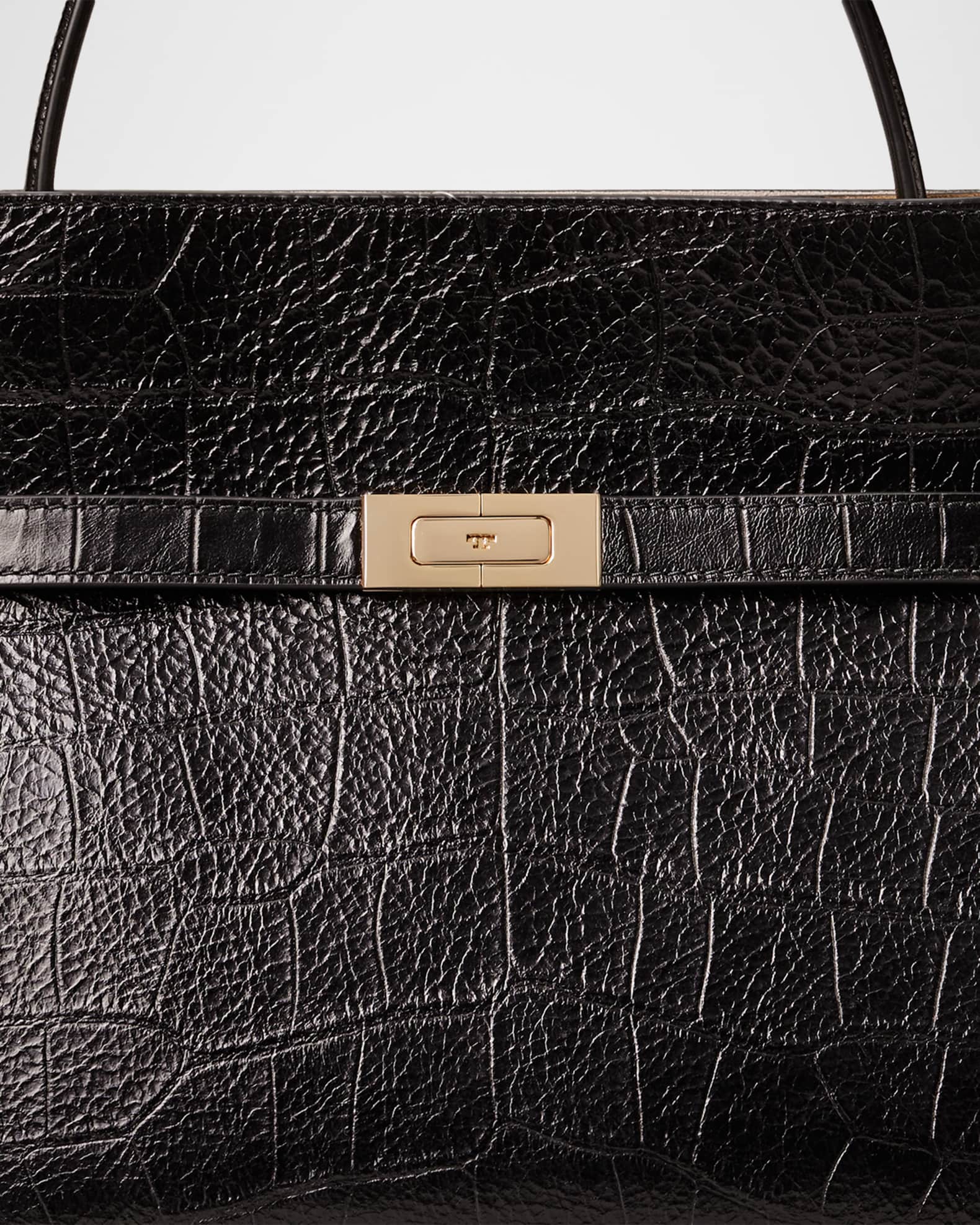Tory Burch Lee Radziwill Croc-Embossed Leather Top-Handle Bag