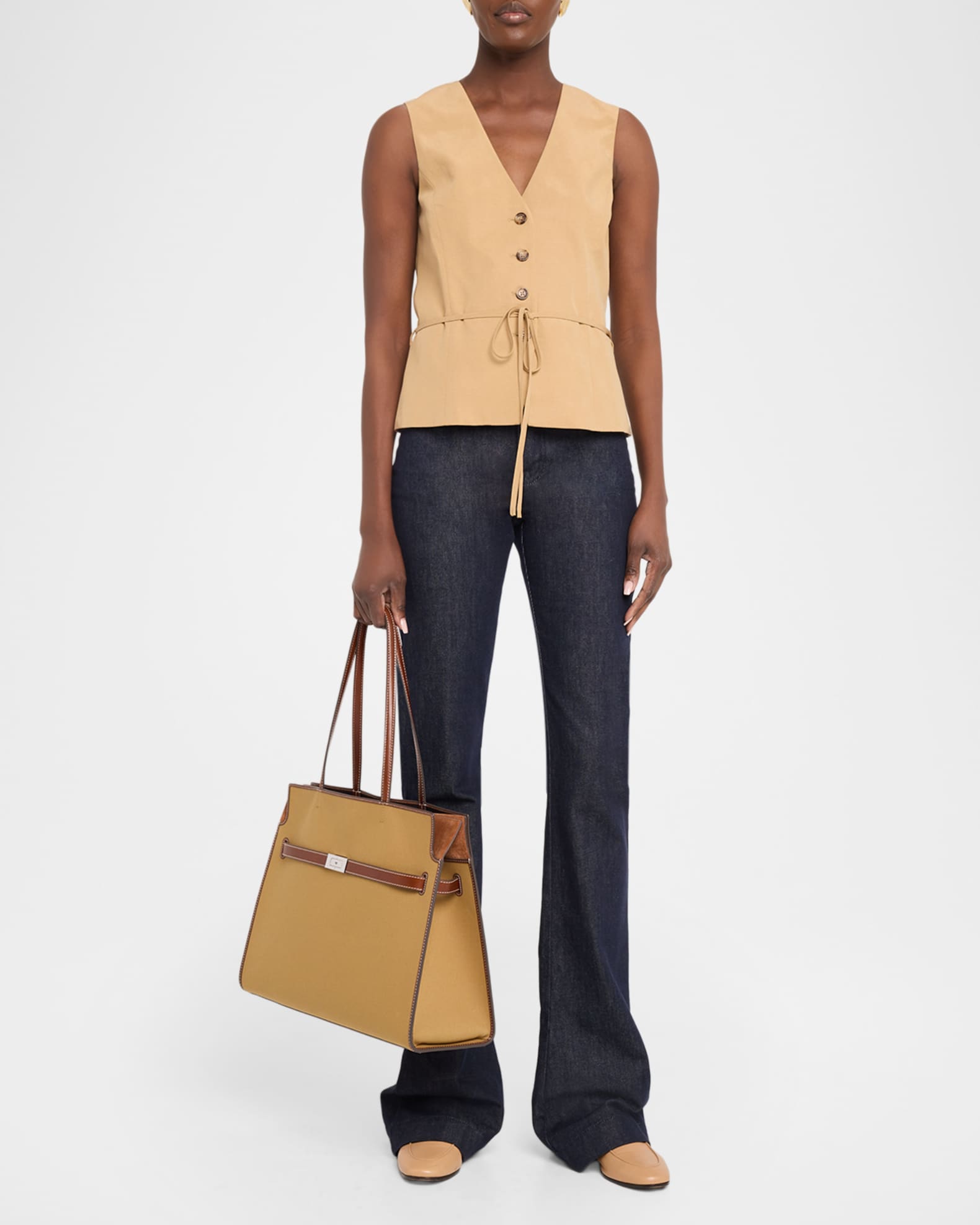 麗華 Tory Burch Lee Radziwill Canvas Tote Bag | Neiman Marcus