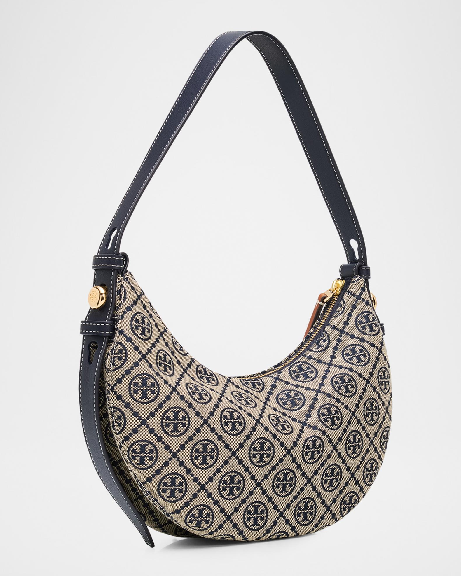 Tory Burch Romy T Monogram Half-Moon Shoulder Bag | Neiman Marcus