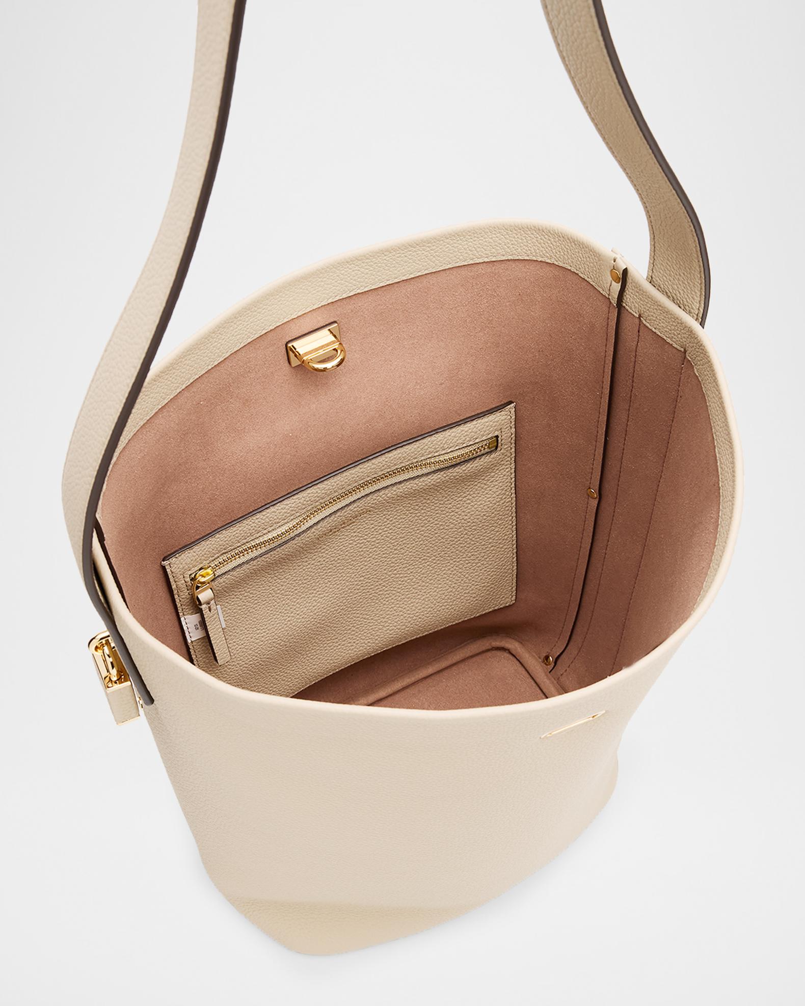 Tory Burch Lock Slim Leather Bucket Bag | Neiman Marcus