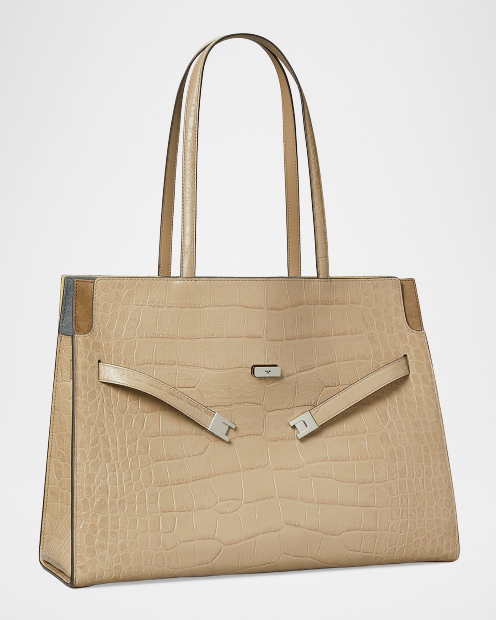 Tory Burch Lee Radziwill Croc-Embossed Leather Tote Bag | Neiman