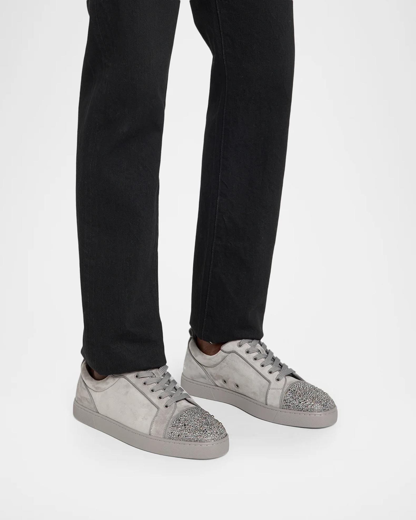 Christian Louboutin Men's Louis Jr Perla Suede Crystal Cap-Toe