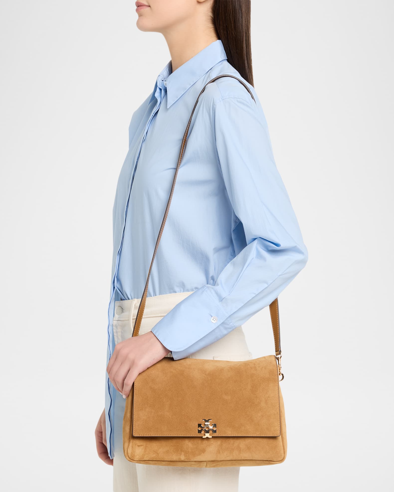 Tory Burch Soft Suede Shoulder Bag | Neiman Marcus