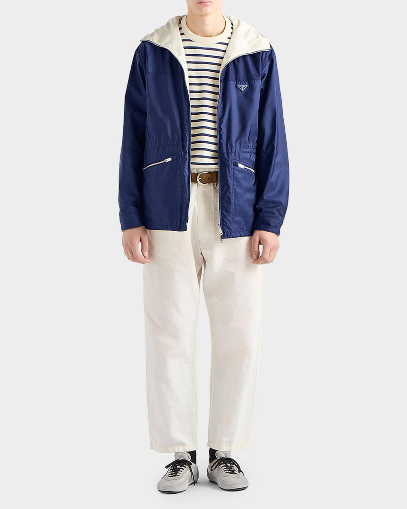 Prada Men's Re-Nylon Reversible Hooded Jacket | Neiman Marcus