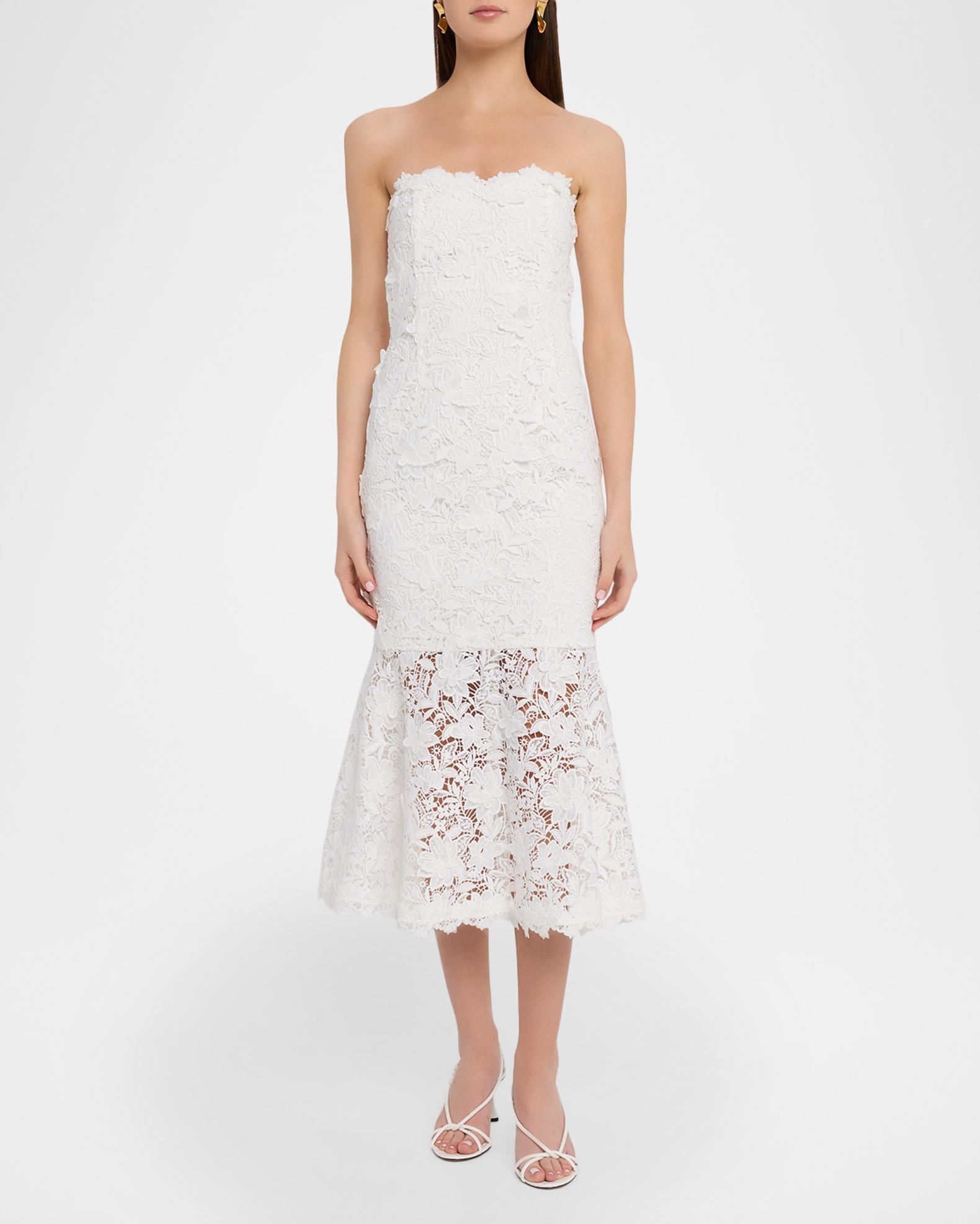 white guipure lace midi dress Guipure lace midi dress  STEFANEEA