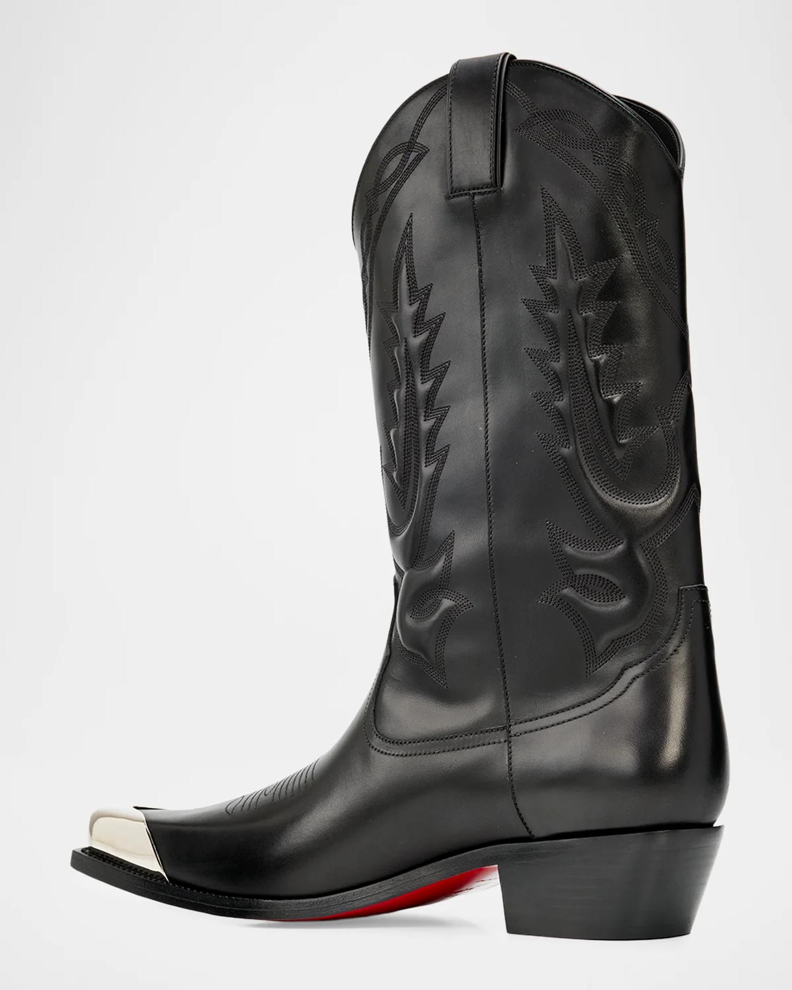 Christian Louboutin Men's Santiagus Leather Metal-Toe Western Boots ...