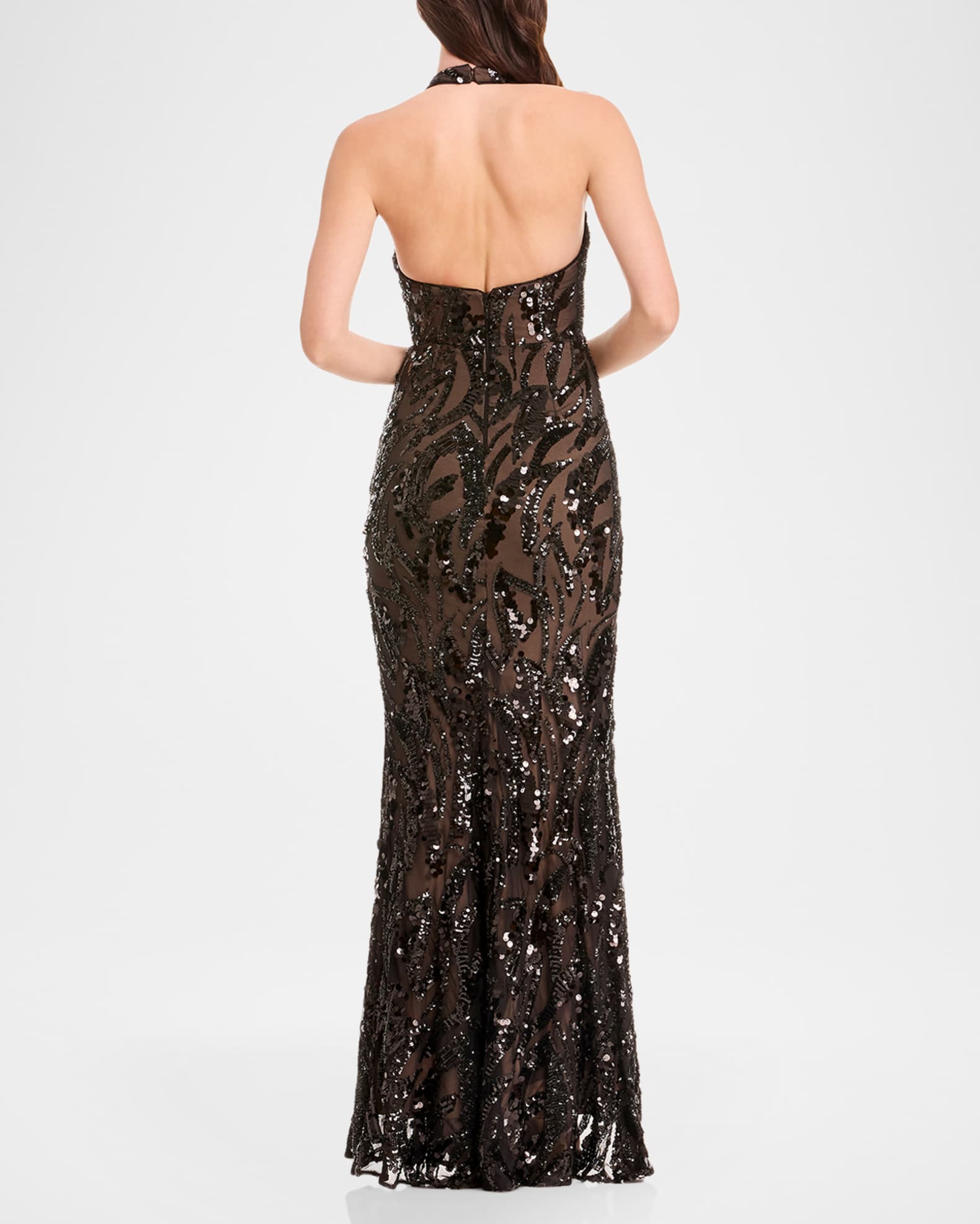 Dress the Population Black Label Paige Sequin Halter Mermaid Gown | Neiman  Marcus