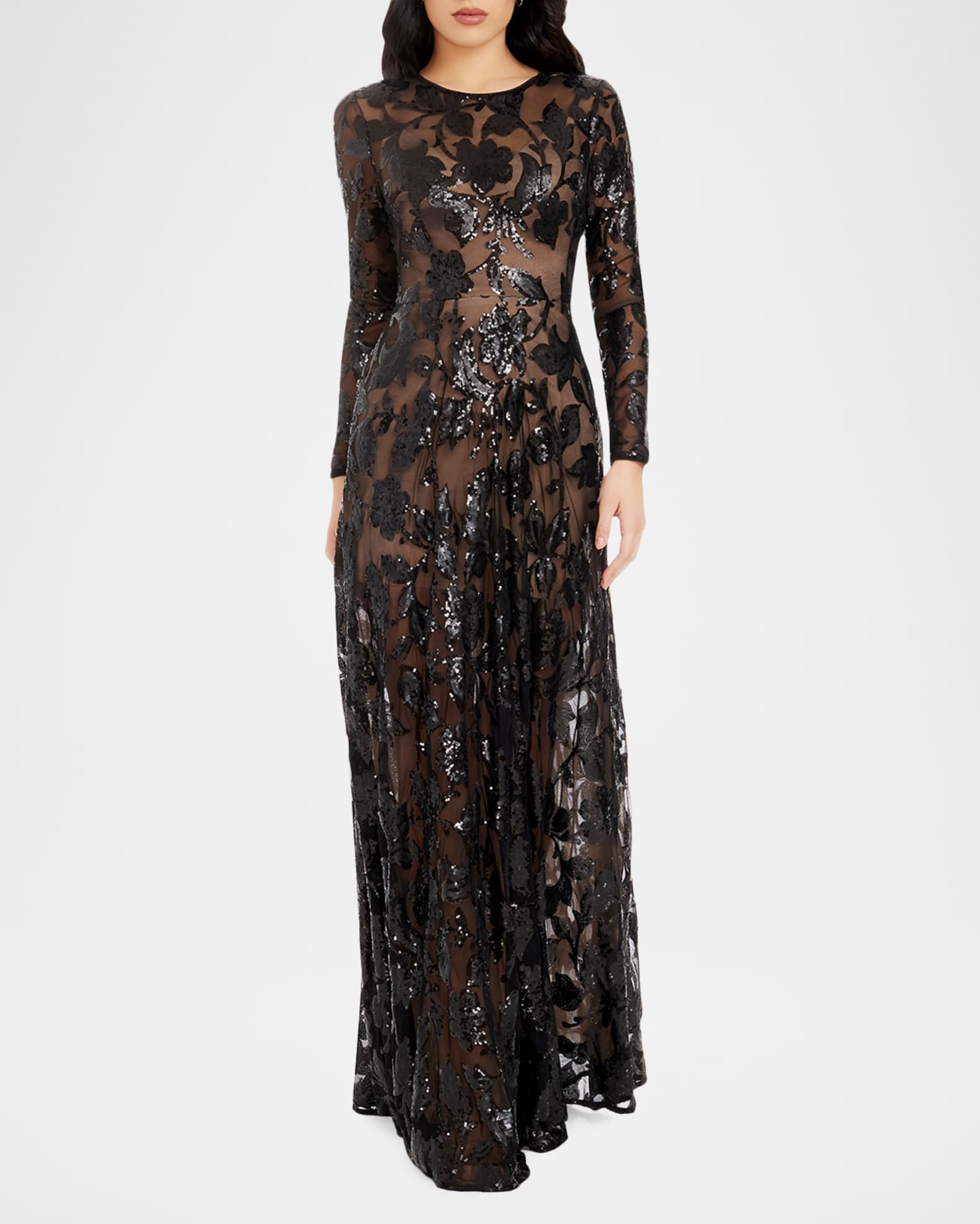 Dress the Population Black Label Ava Floral Sequin Tulle Gown | Neiman  Marcus