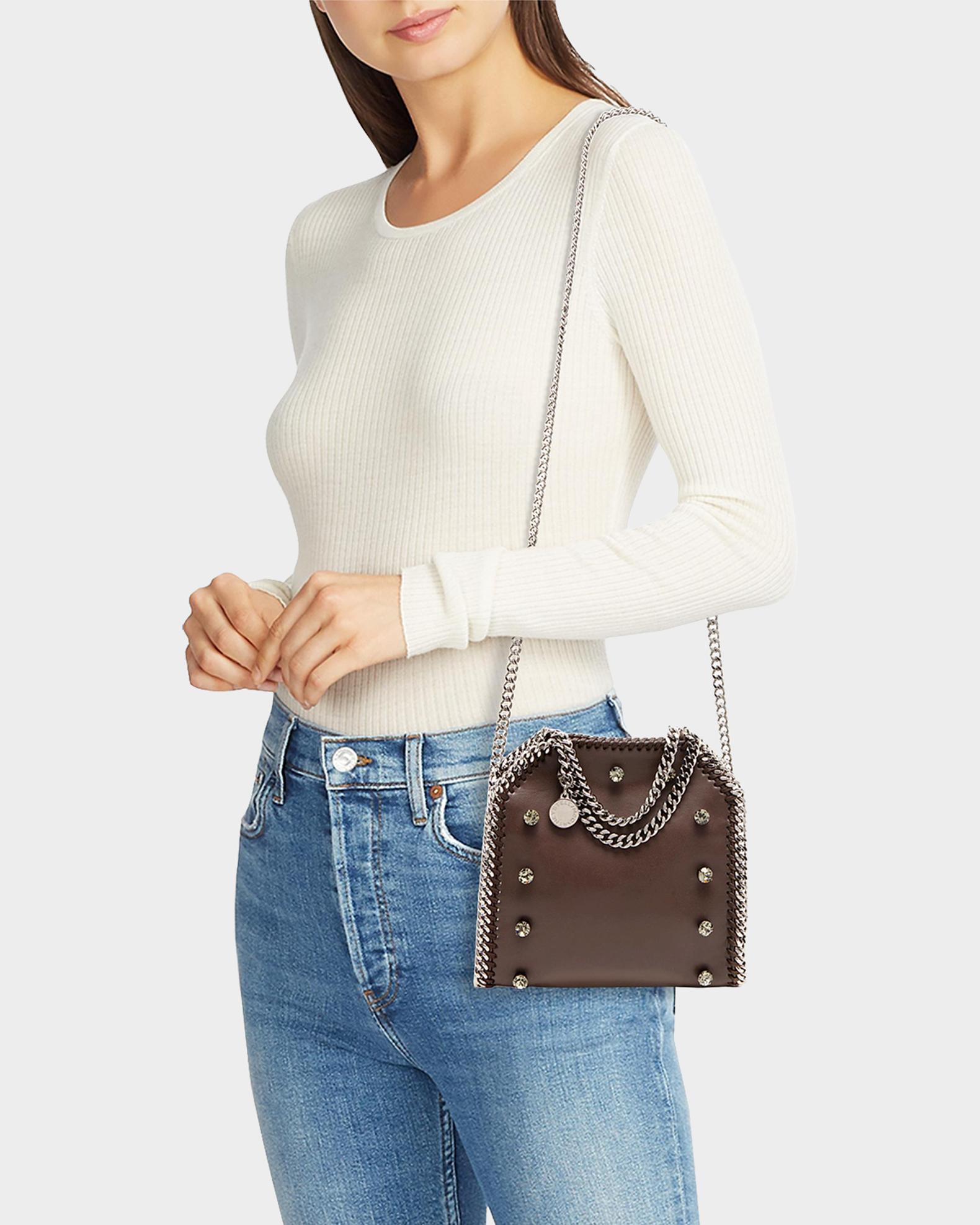 Stella McCartney Falabella Tiny Crystal Studded Shoulder Bag