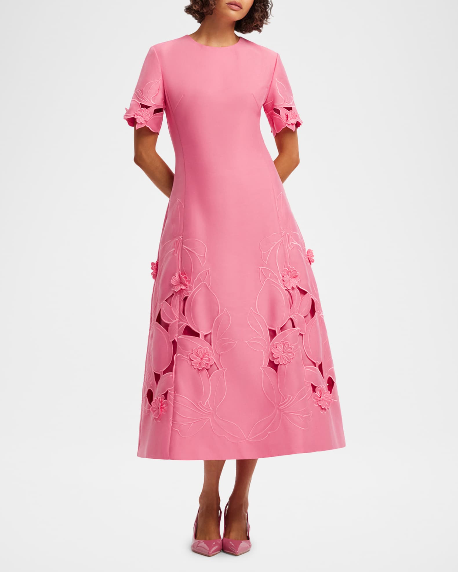 leo lin floral dress - Caroline Short Sleeve Midi Complete with an elastic back and a removable floral belt LEO LIN - Amya Floral